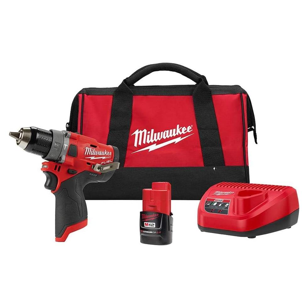 Taladro de Percusión Inalámbrico Milwaukee M12 FUEL 12V 2Ah