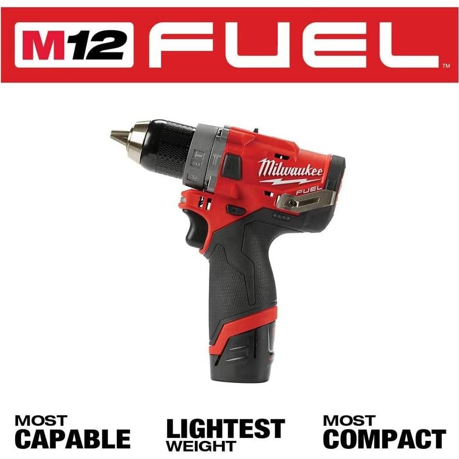 Taladro de Percusión Inalámbrico Milwaukee M12 FUEL 12V 2Ah