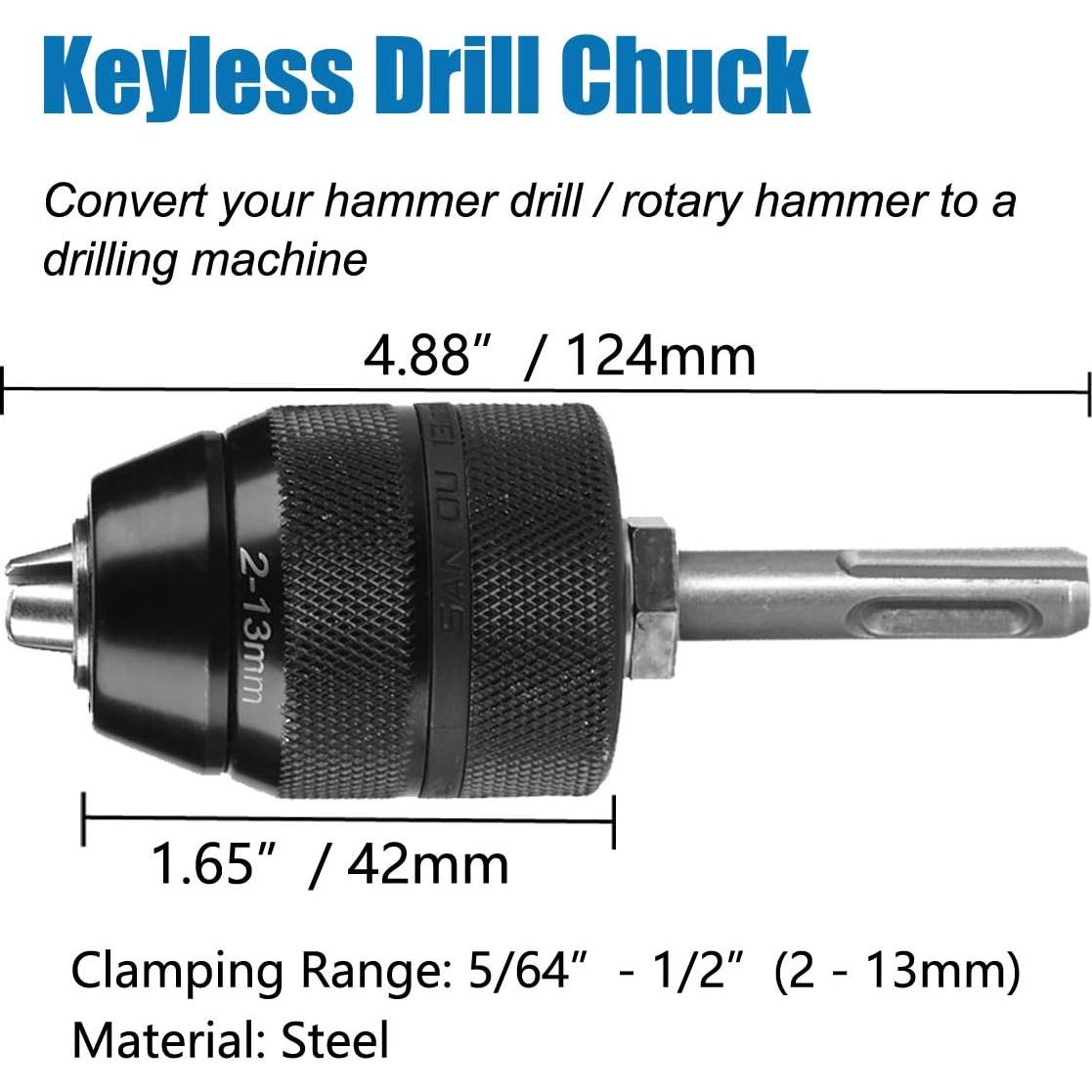 Mandril Sin Llave Hymnorq 1.5-13mm SDS Plus Auto-bloqueante