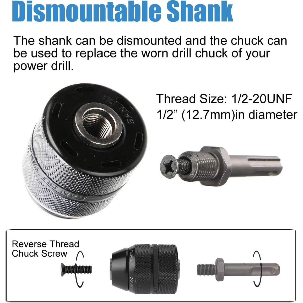 Mandril Sin Llave Hymnorq 1.5-13mm SDS Plus Auto-bloqueante