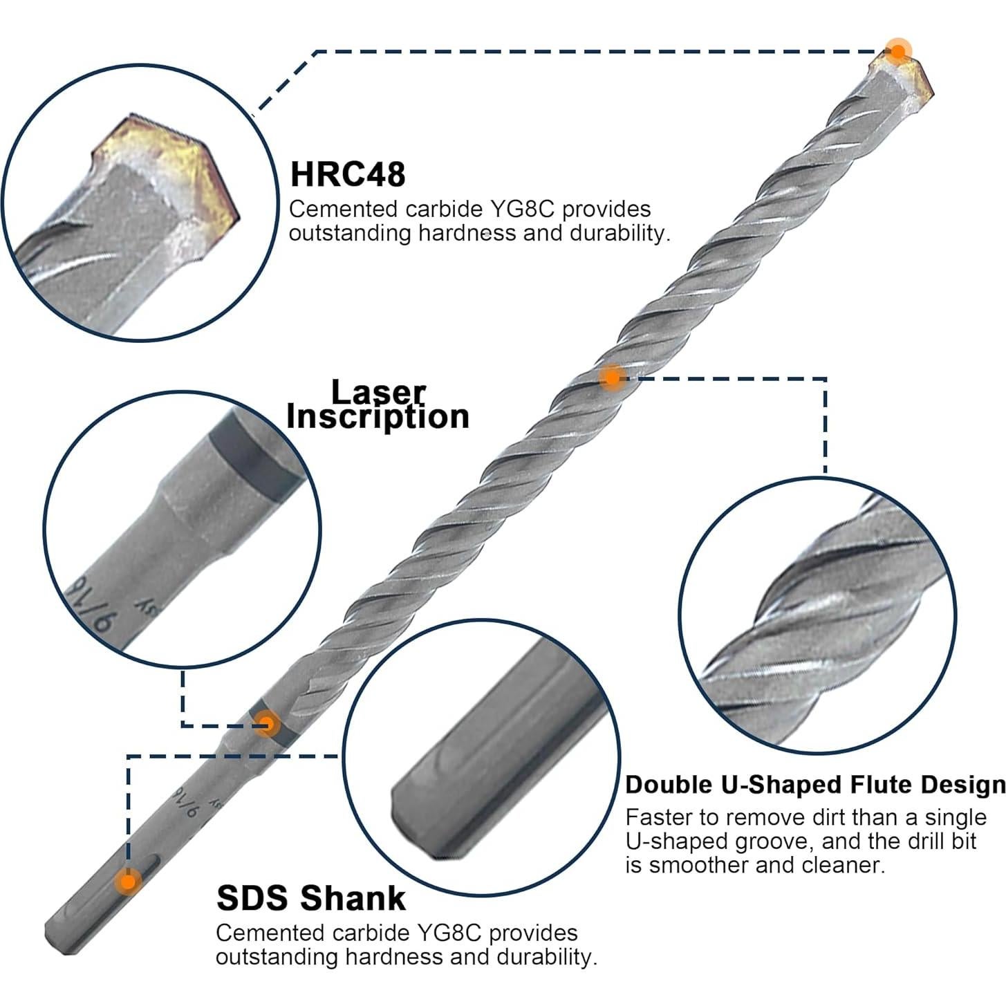 Juego de Brocas y Cinceles WildBossy 17PCS para Concreto