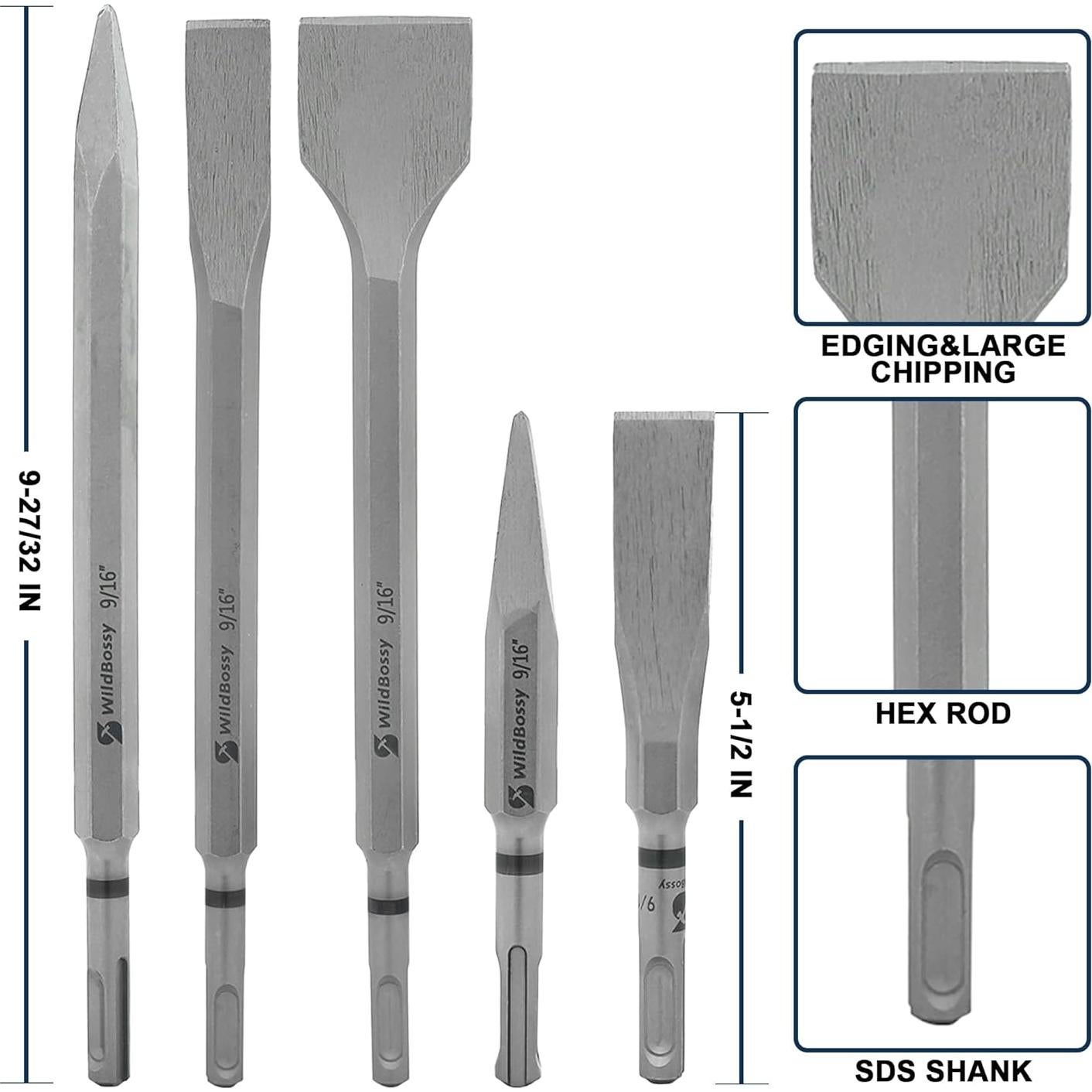 Juego de Brocas y Cinceles WildBossy 17PCS para Concreto