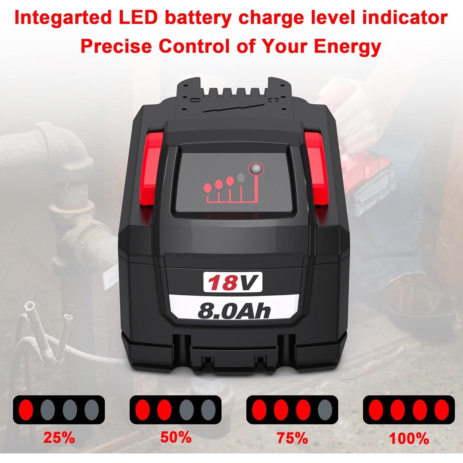 Batería de Reemplazo 18V 8.0Ah para Milwaukee M18 - BULL-TECH