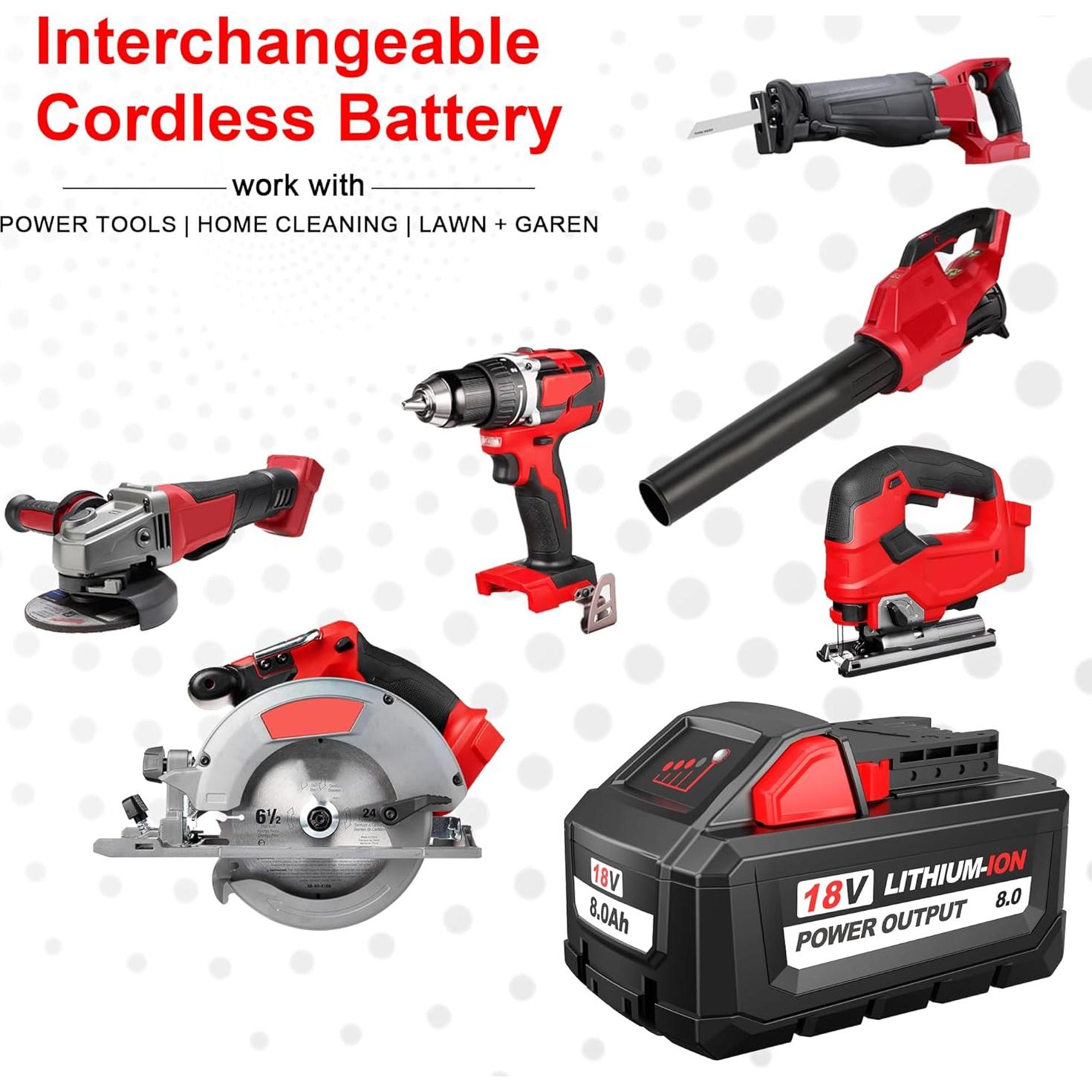Batería de Reemplazo 18V 8.0Ah para Milwaukee M18 - BULL-TECH