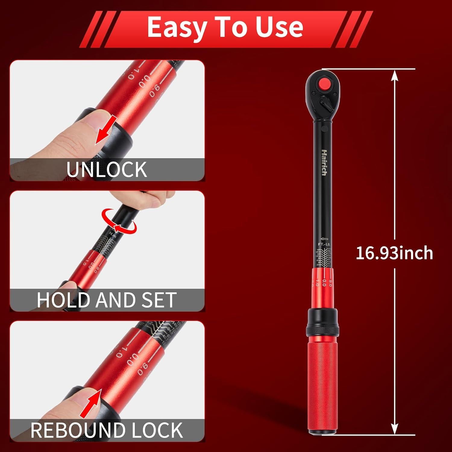 Llave de Torque Hairich 1/2" Doble Dirección 10-230Nm