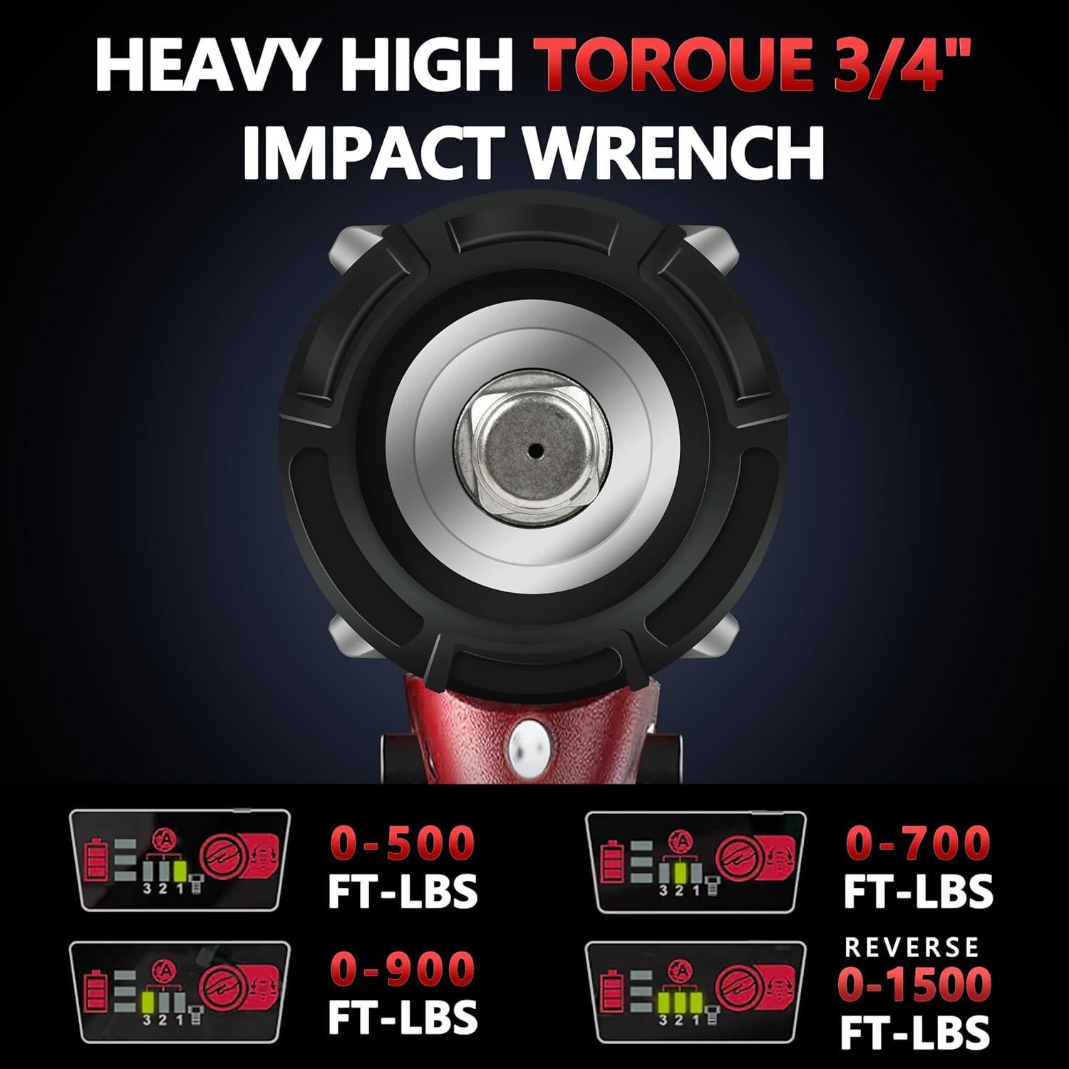Llave de impacto inalámbrica 3/4" Srhvfuyr 1500FT-LBS 18V