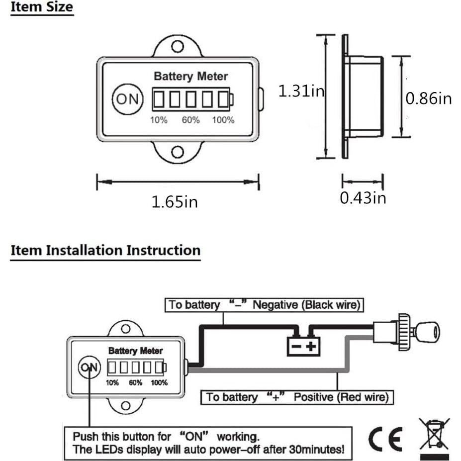 Indicador de Batería 12V Aomlike LED 5 Segmentos Negro