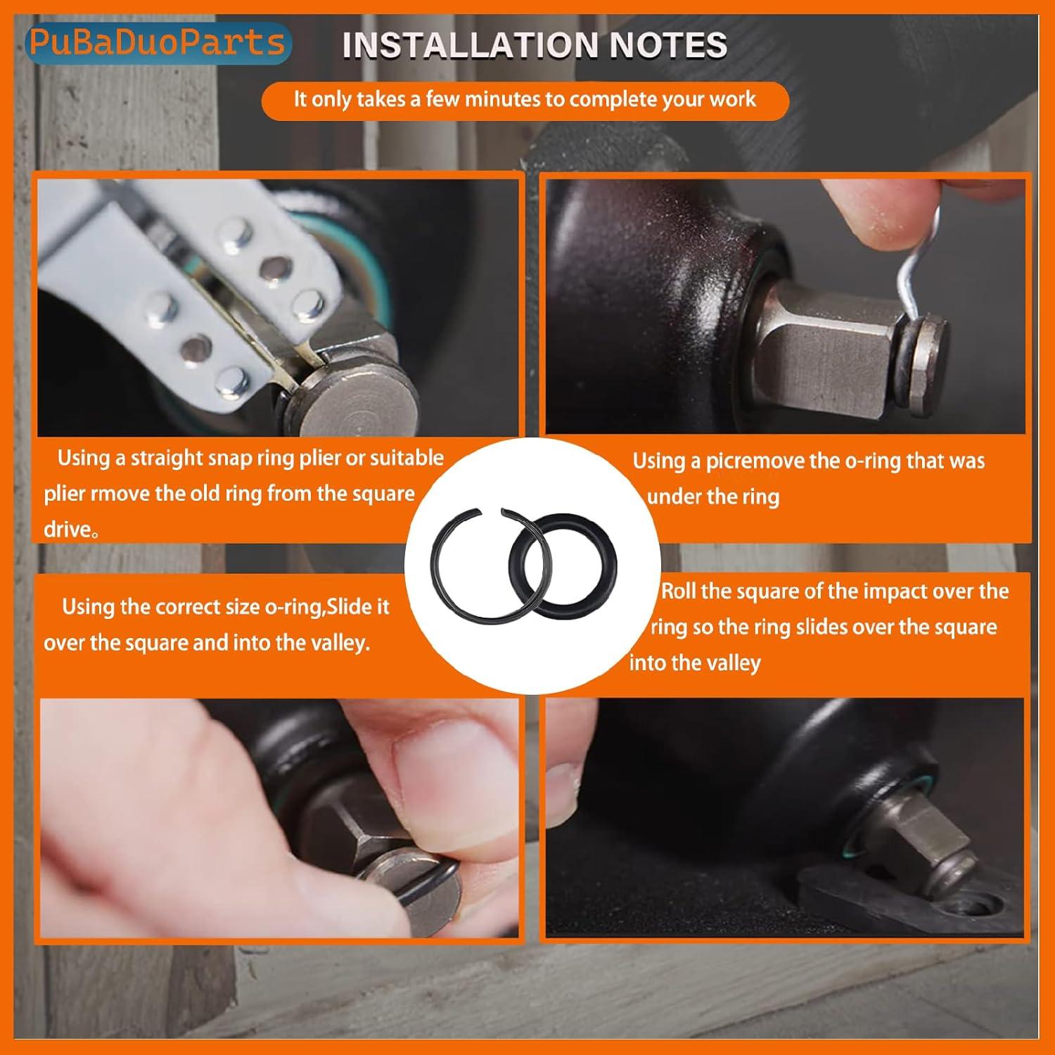 10 Anillos de Retención y O-Rings para Llave de Impacto 1/2"