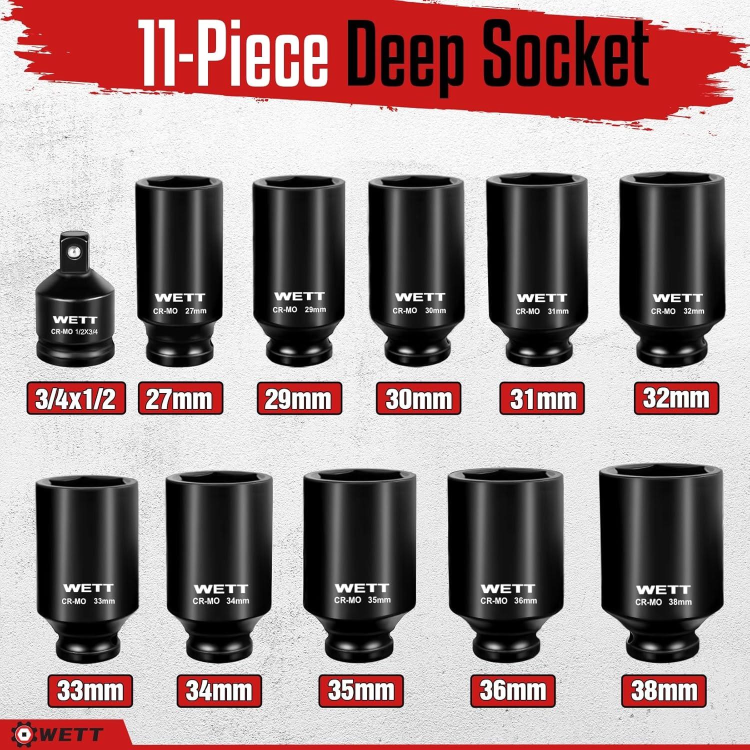 Juego de Enchufes de Impacto WETT 11 Piezas 27-38mm
