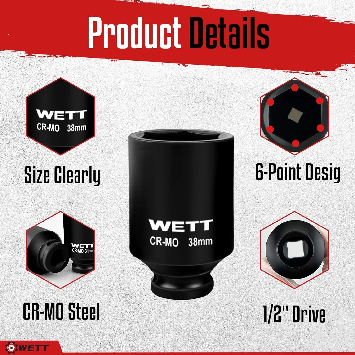 Juego de Enchufes de Impacto WETT 11 Piezas 27-38mm