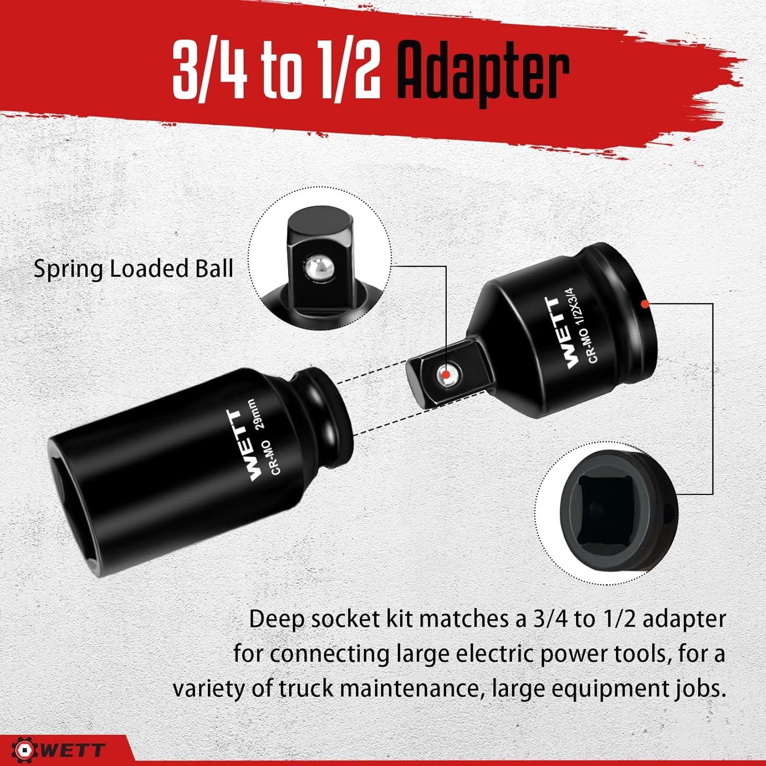 Juego de Enchufes de Impacto WETT 11 Piezas 27-38mm