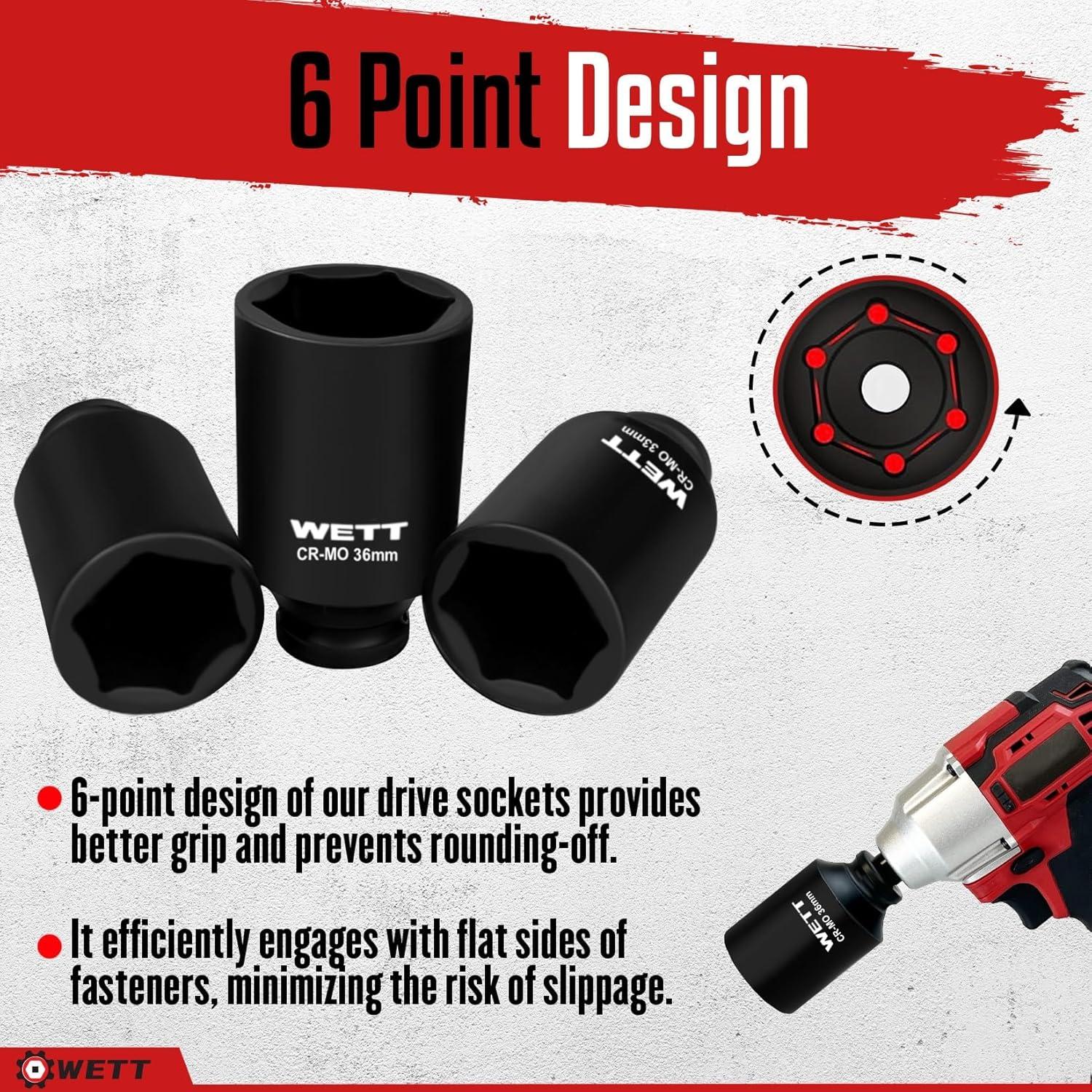 Juego de Enchufes de Impacto WETT 11 Piezas 27-38mm