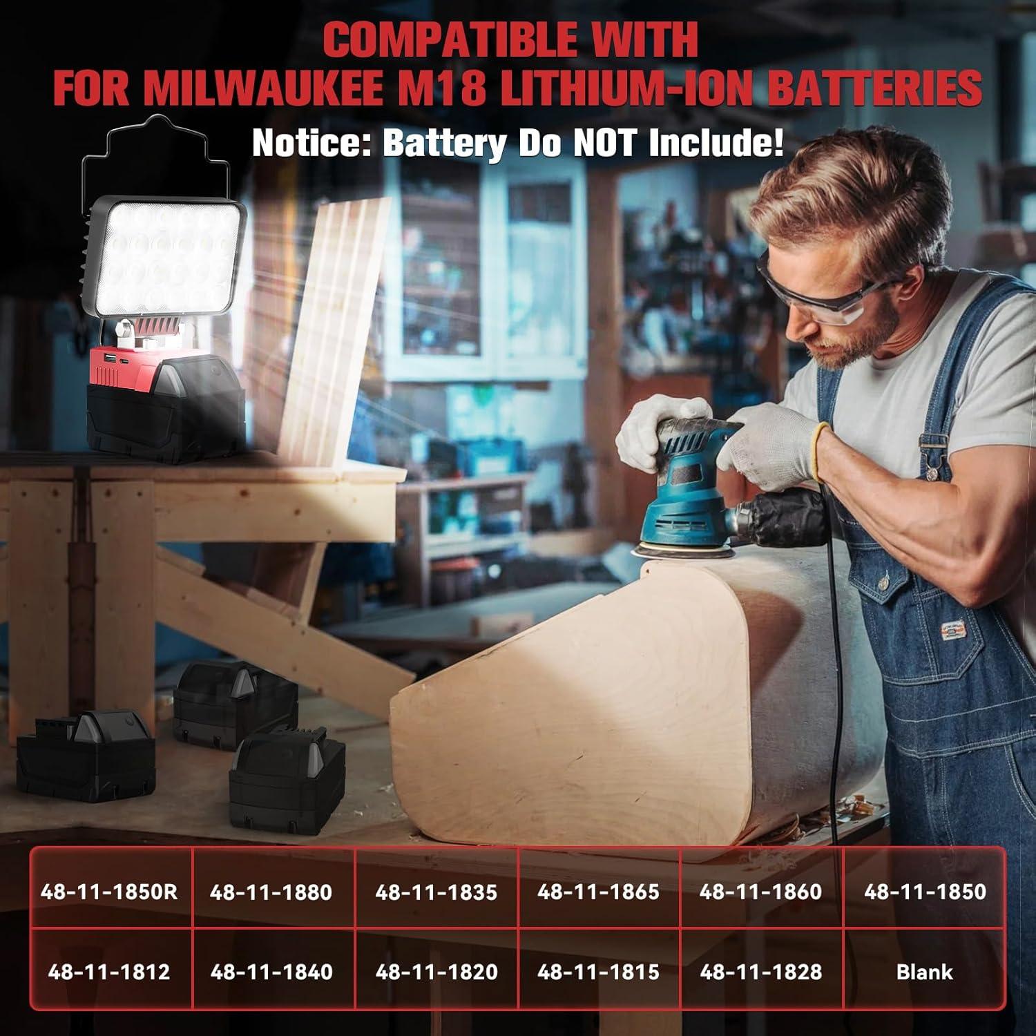 Luz de trabajo LED LIVOWALNY 78W 7800 Lúmenes para Milwaukee