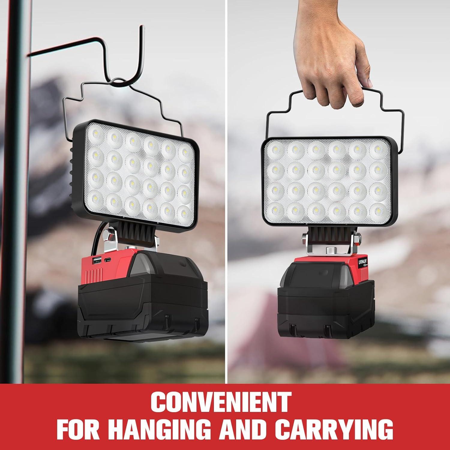 Luz de trabajo LED LIVOWALNY 78W 7800 Lúmenes para Milwaukee