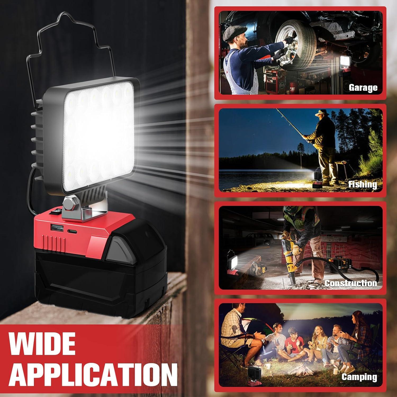 Luz de trabajo LED LIVOWALNY 78W 7800 Lúmenes para Milwaukee