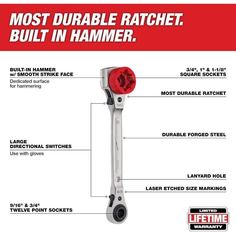 Llave de Trinquete 5-en-1 SHISHUVIN 34.29 cm Duradera