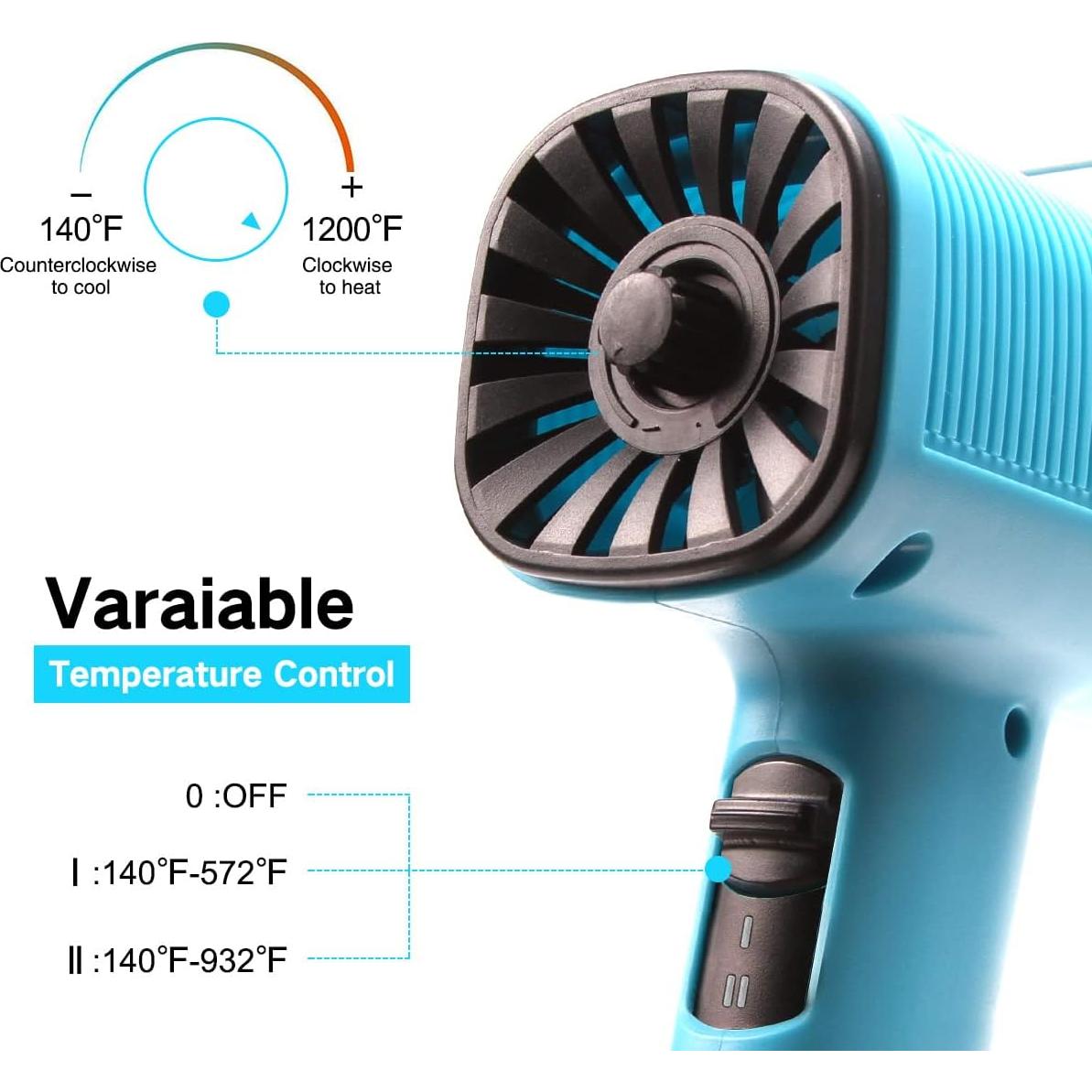 Pistola de Calor LDK 1200W Control Temperatura 60-500°C