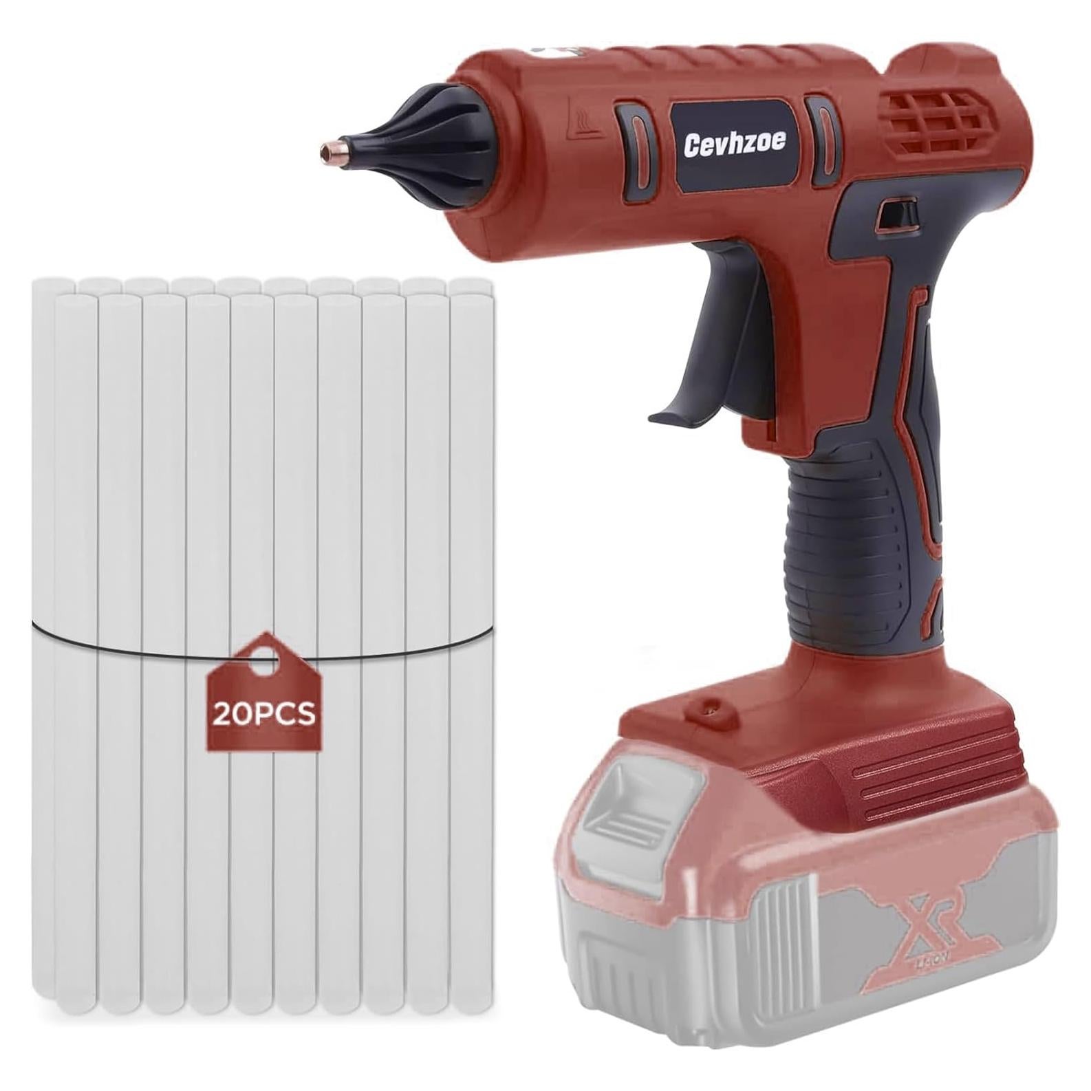 100W Hot Glue Gun, Cordless Glue Gun for Milwaukee 18V Lithium-Ion Battery with 20Pcs 0.43" Glue Sticks and Insulated Copper Nozzle, Hot Glue Gun Kit (Tool Only, Battery NOT Included)