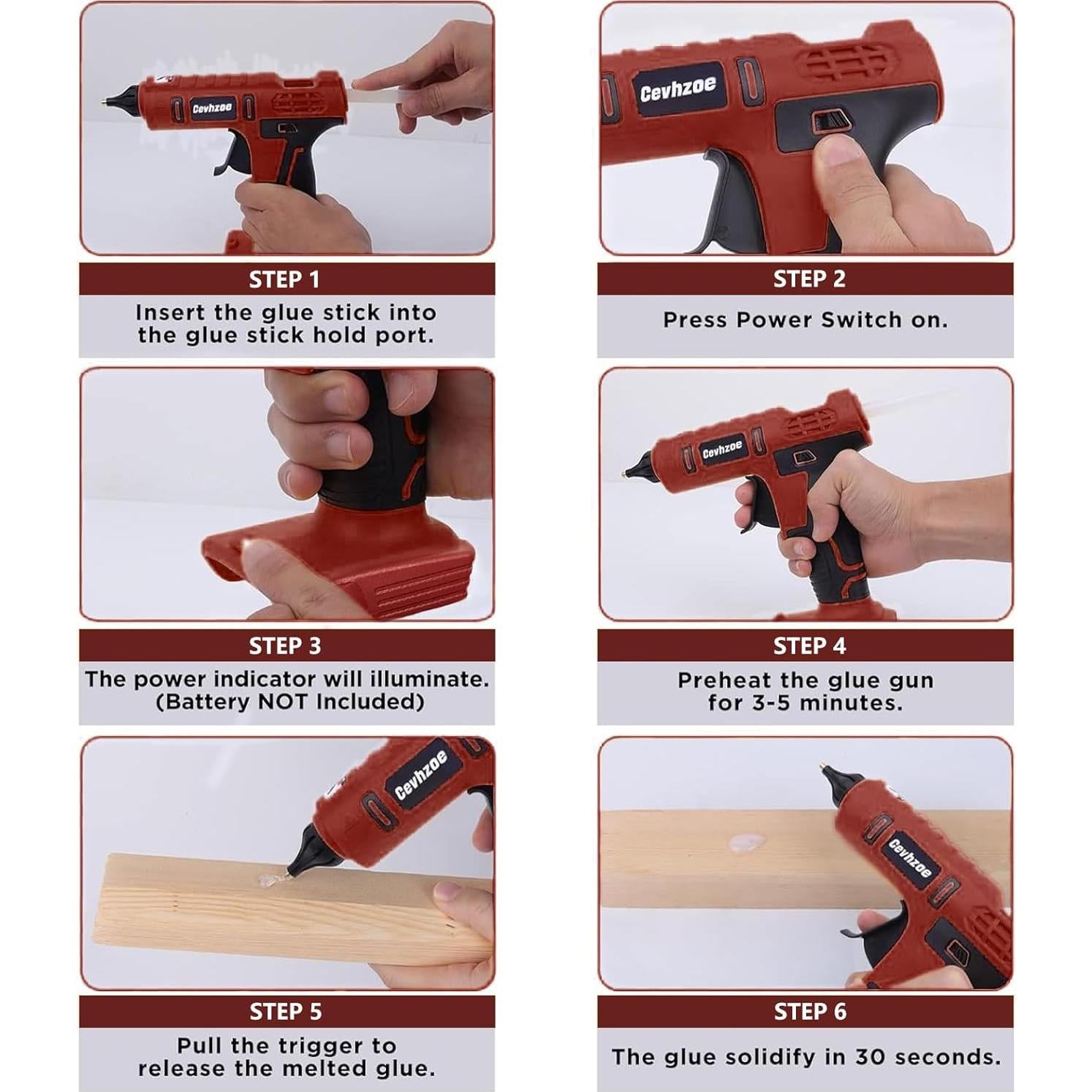 100W Hot Glue Gun, Cordless Glue Gun for Milwaukee 18V Lithium-Ion Battery with 20Pcs 0.43" Glue Sticks and Insulated Copper Nozzle, Hot Glue Gun Kit (Tool Only, Battery NOT Included)