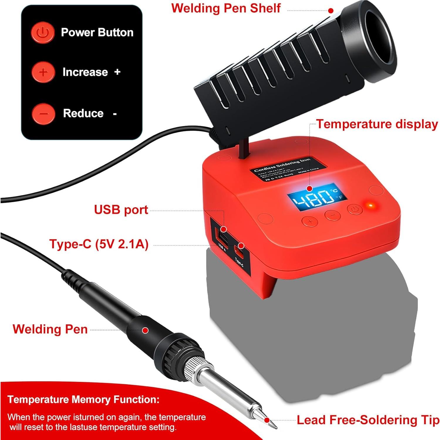 Estación de Soldadura CdbestBm M18 18V Inalámbrica LCD USB