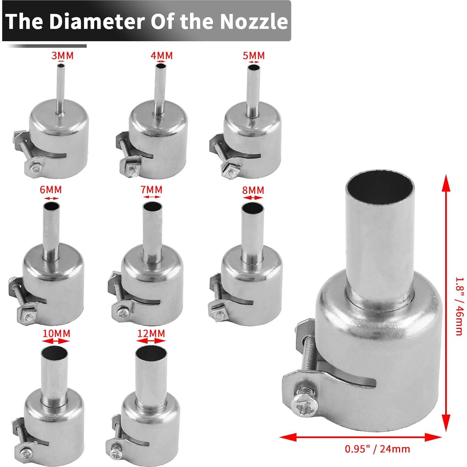 Kit 8 Boquillas para Pistola de Calor HARSKIYER 3-12mm