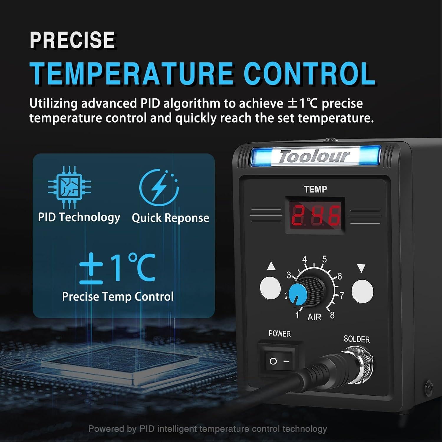 Estación de Retrabajo de Aire Caliente Toolour 858D 700W LED