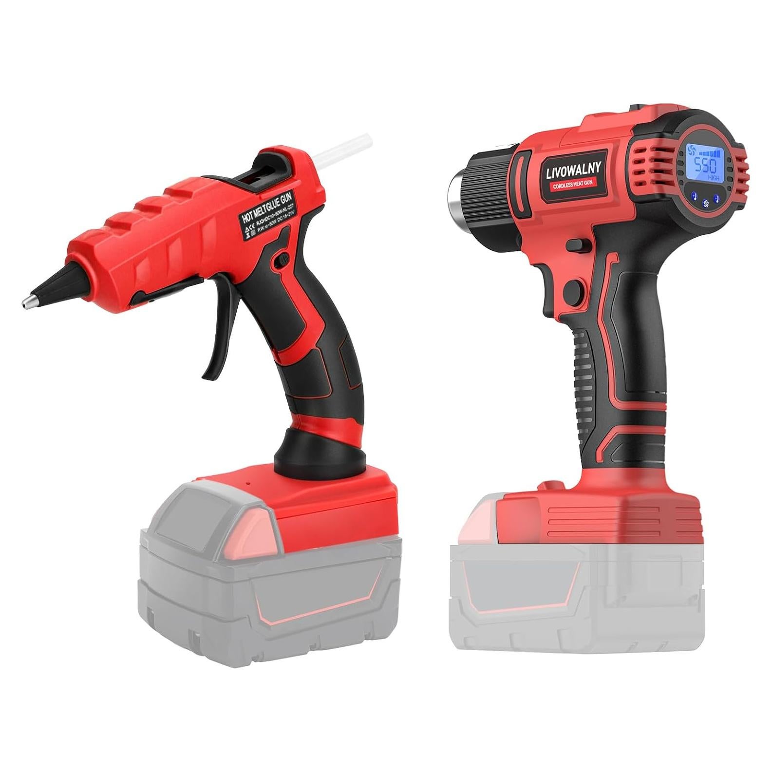 Pistola de Calor Inalámbrica LIVOWALNY 18V 350W para Pegamento