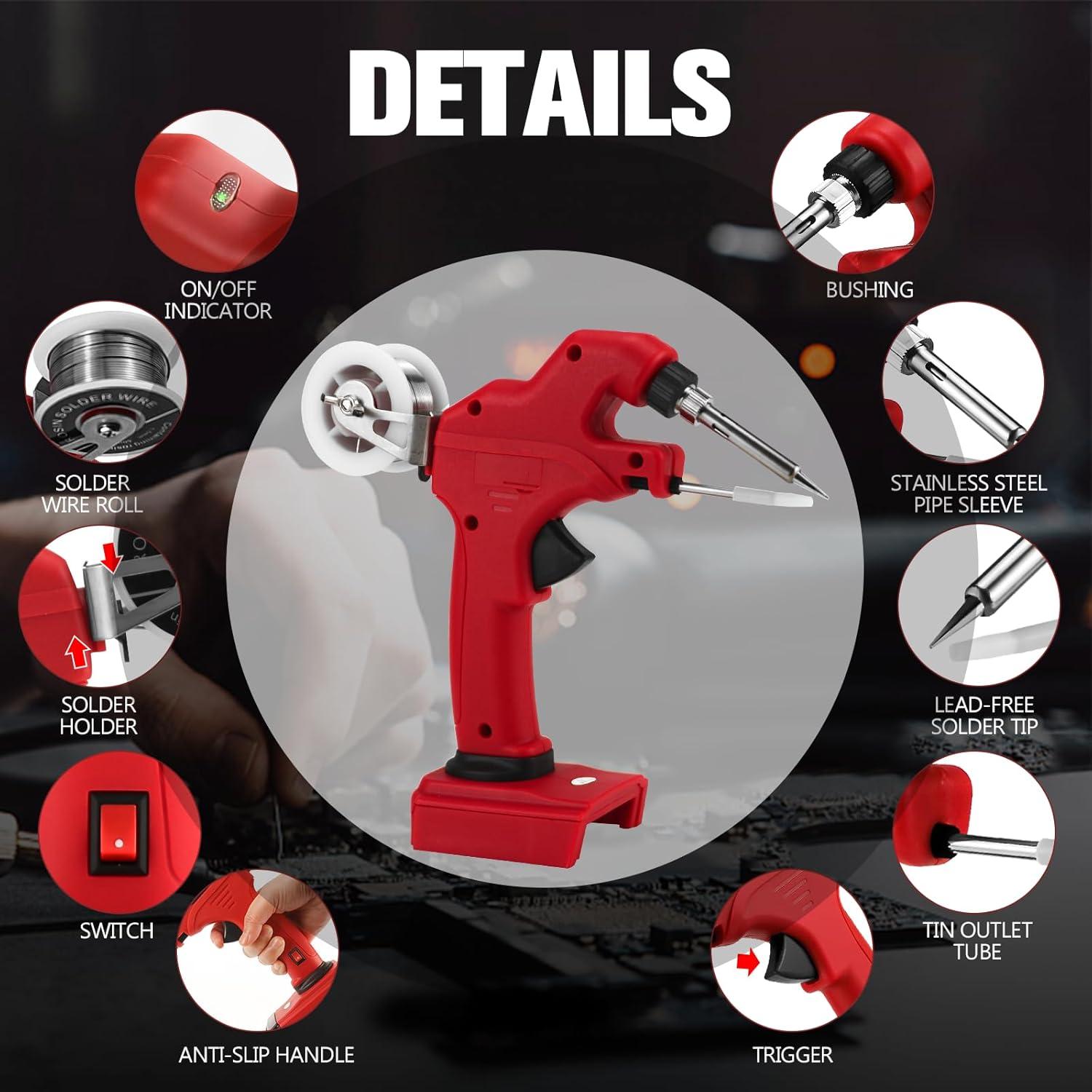 Soldador Inalámbrico RexLeLXB 30W para Batería Milwaukee 18V