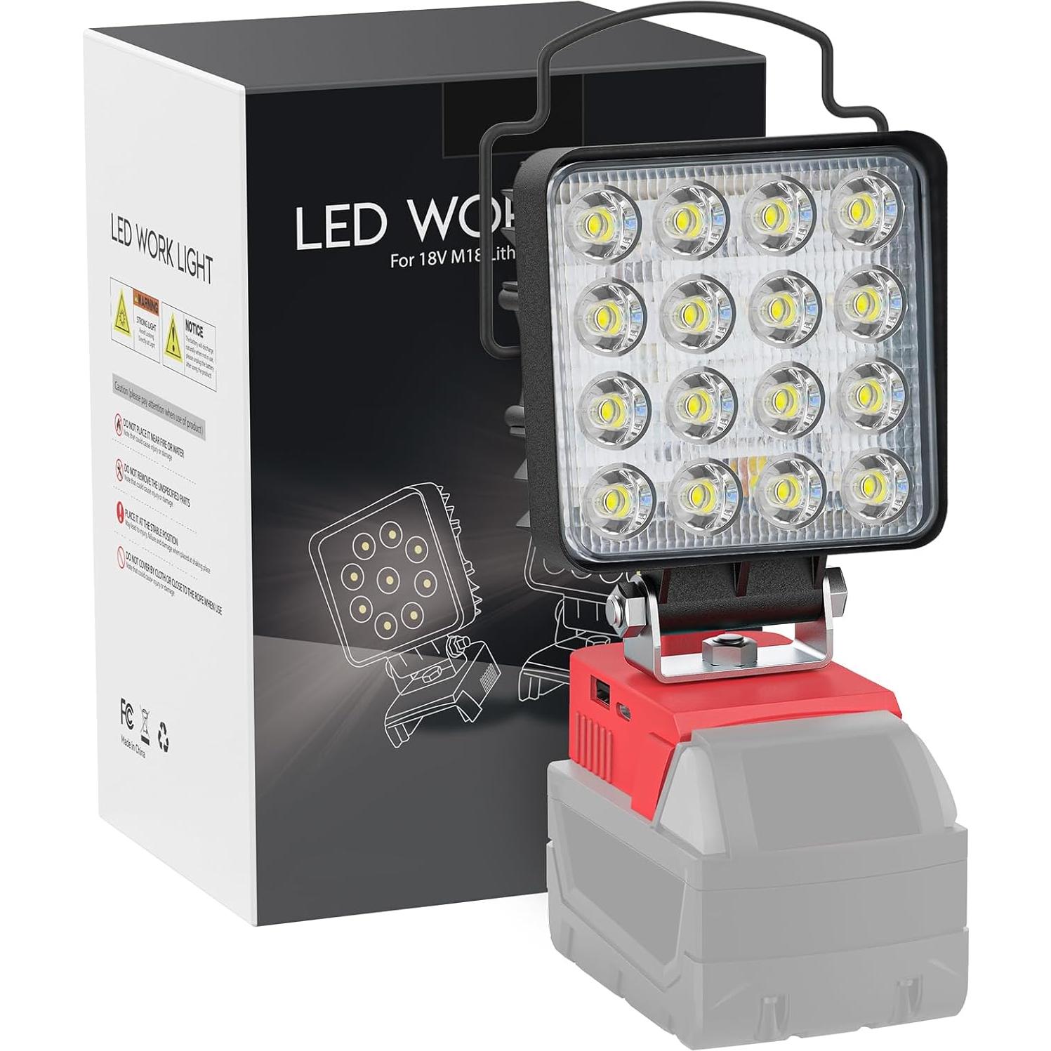 Luz de Trabajo LED Portátil LIVOWALNY 48W 4800LM Milwaukee