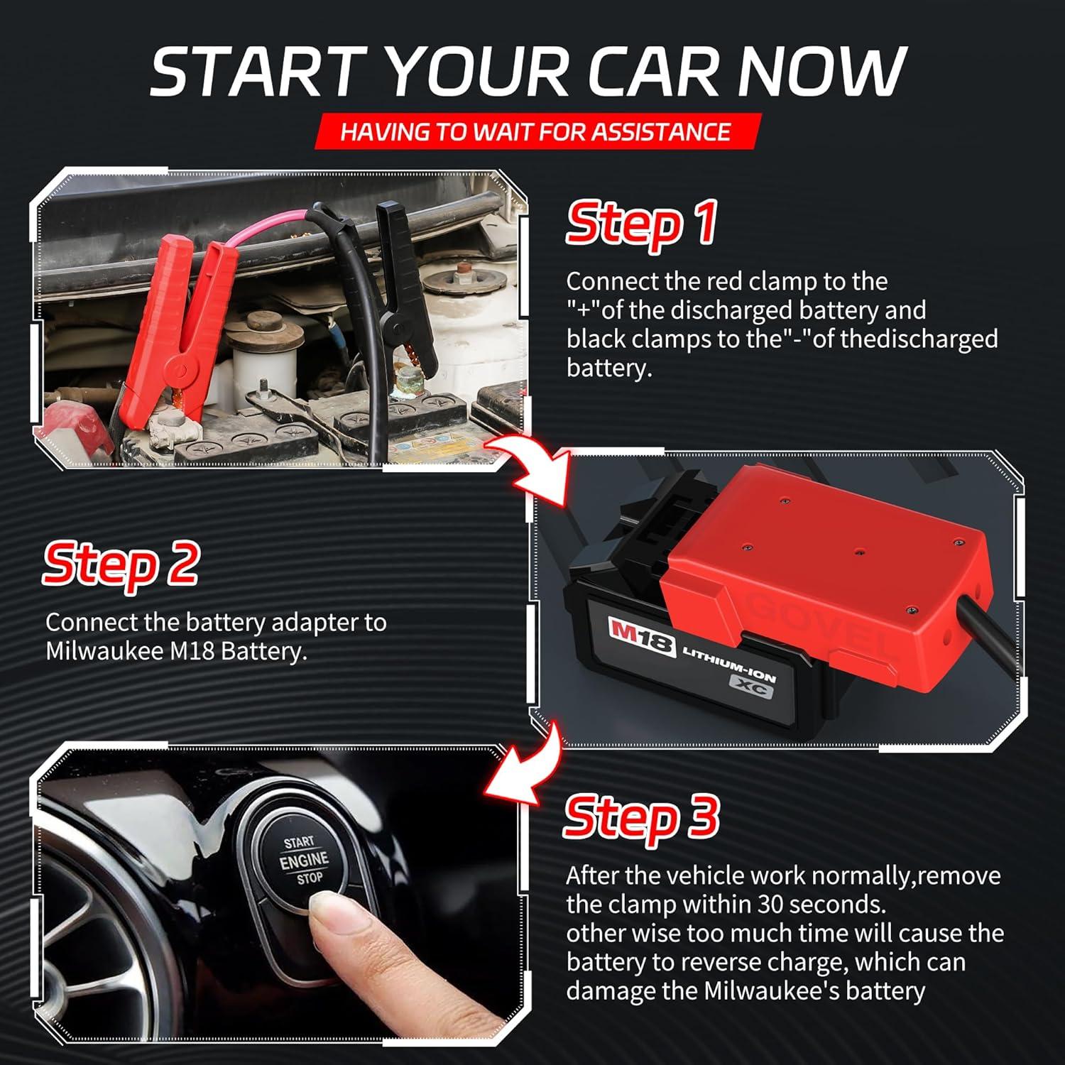 Cables de Arranque Govel M18 18V 2m para Coche y Moto