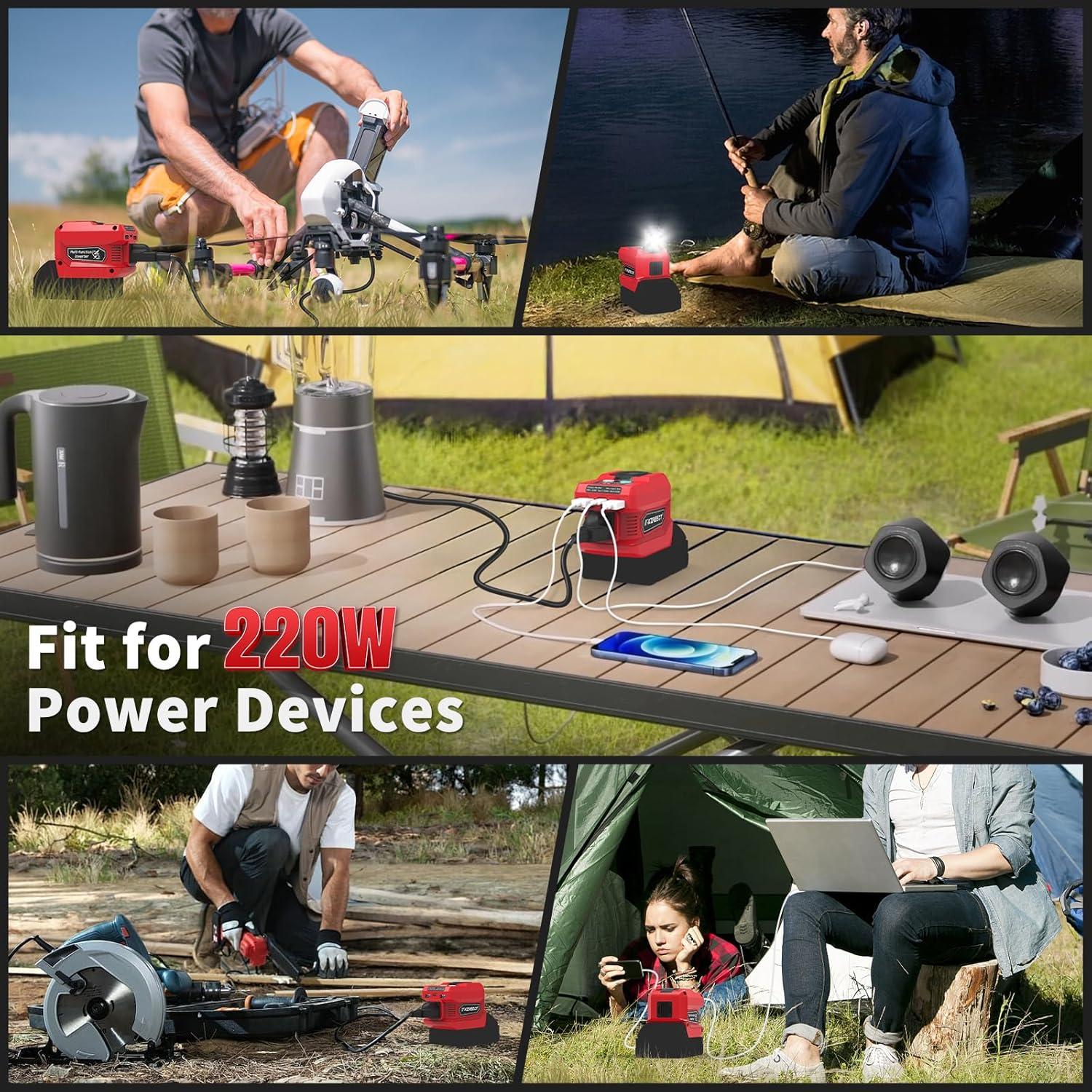 Inversor de Potencia 220W Kzreect DC 18V a AC 110V USB-C