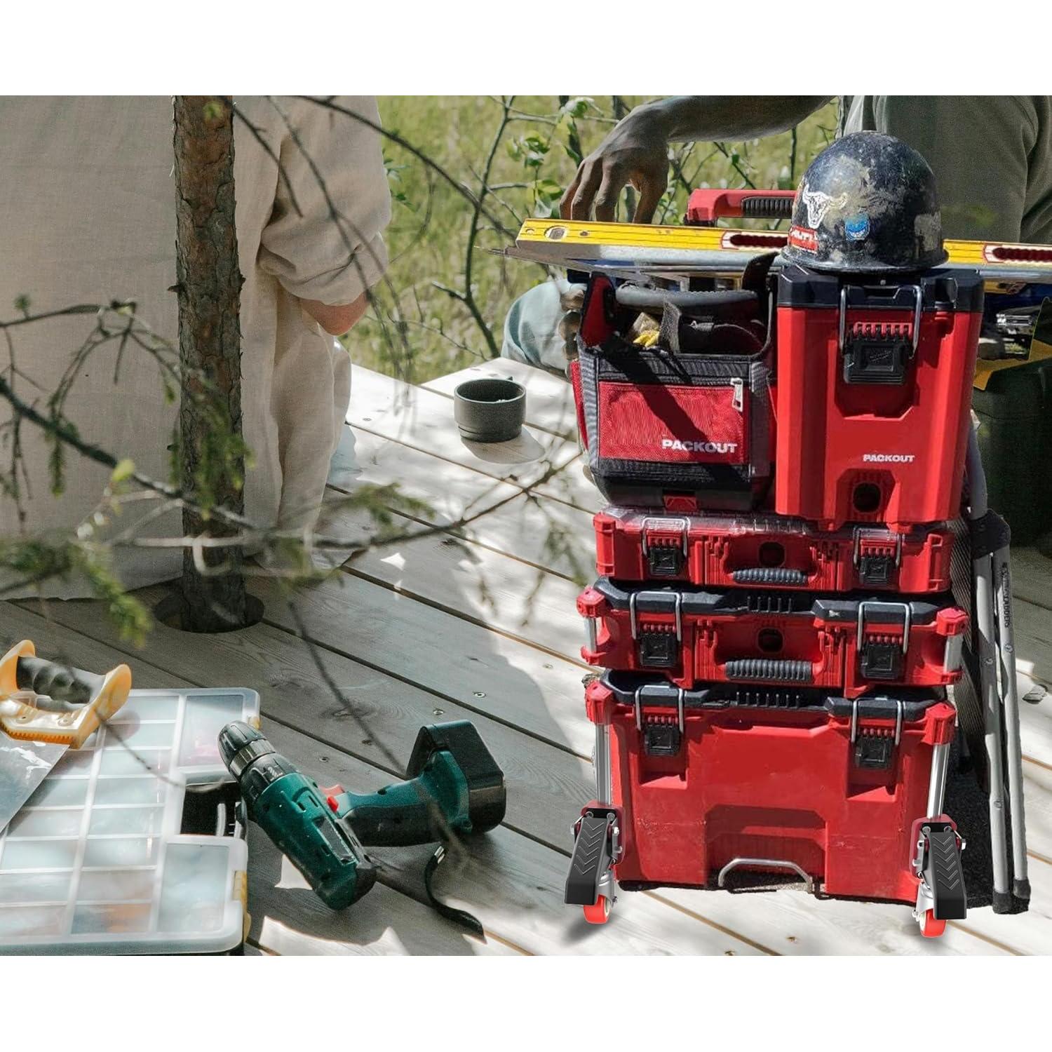 Kit de Ruedas Frontales Milwaukee Packout - Dolly 4 Ruedas