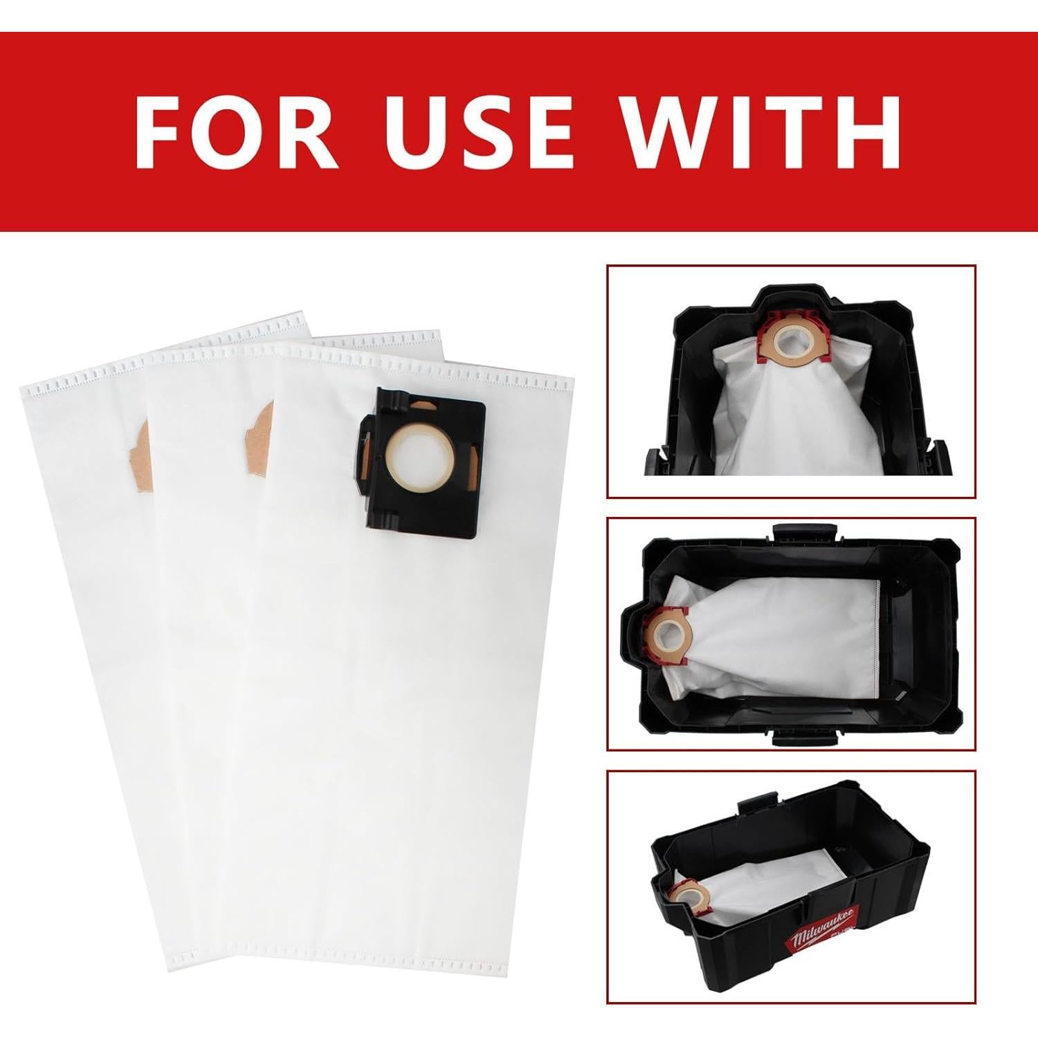 Bolsas de Polvo Fleece 49-90-2016 para Aspiradora MILWAUKEE