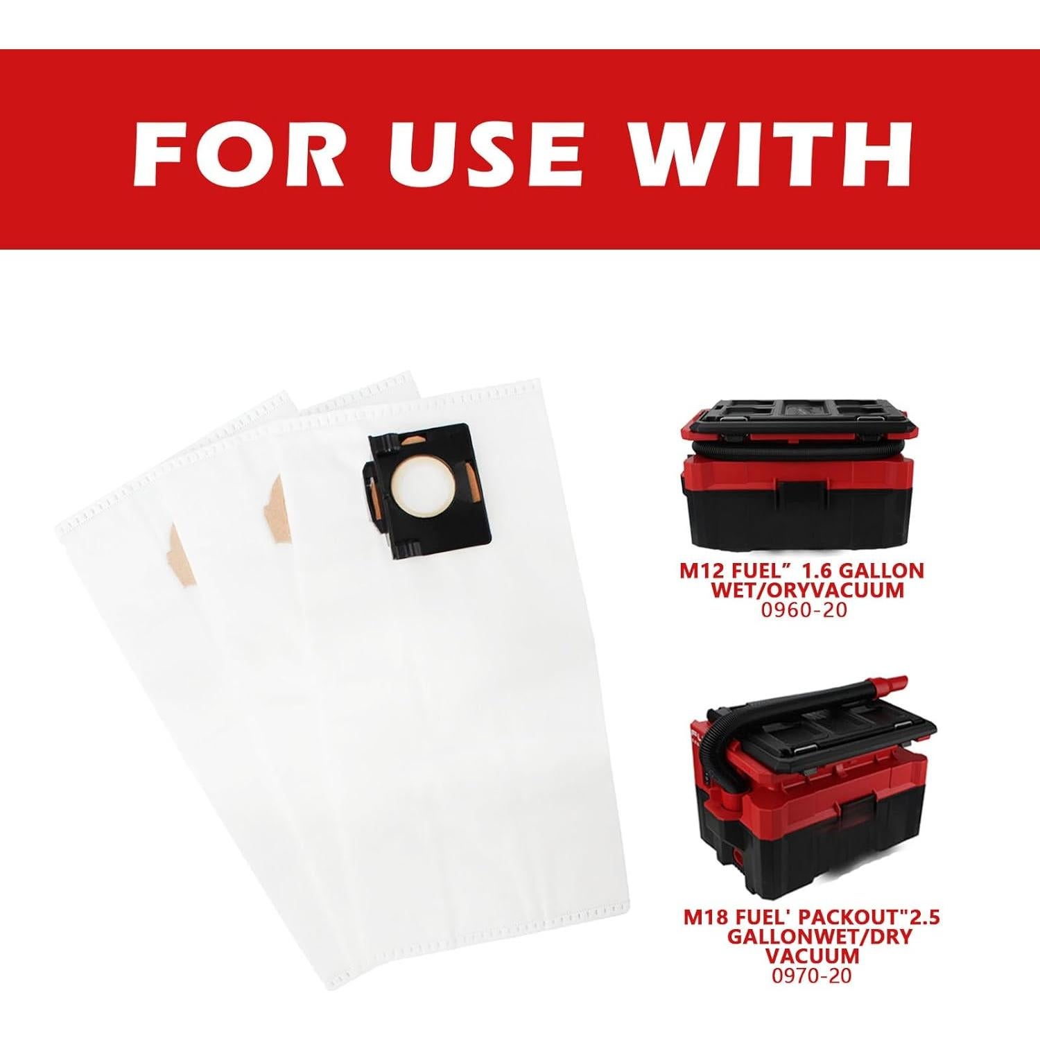 Bolsas de Polvo Fleece 49-90-2016 para Aspiradora MILWAUKEE