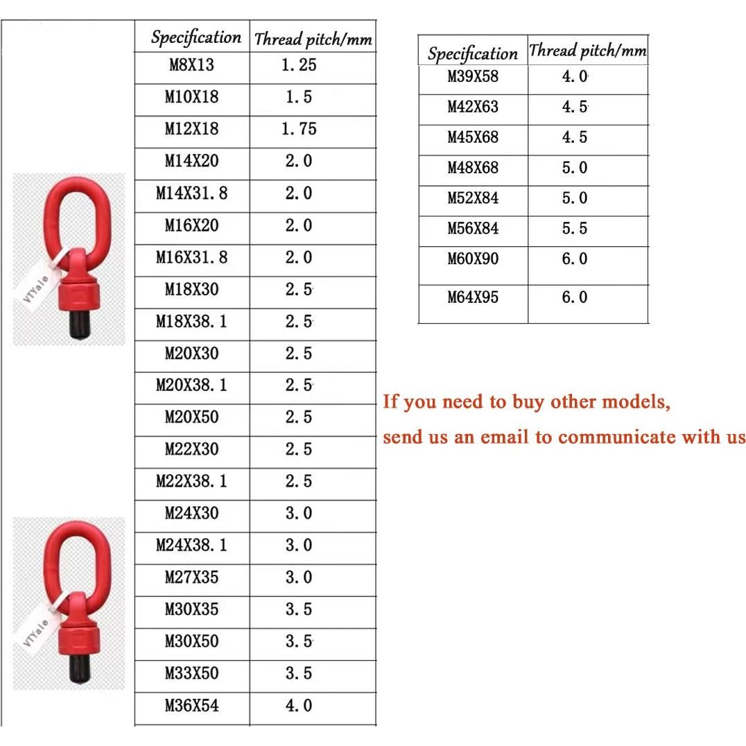 4 Piezas Ojal Giratorio G80 M12 x 18 Acero Aleado 1Ton