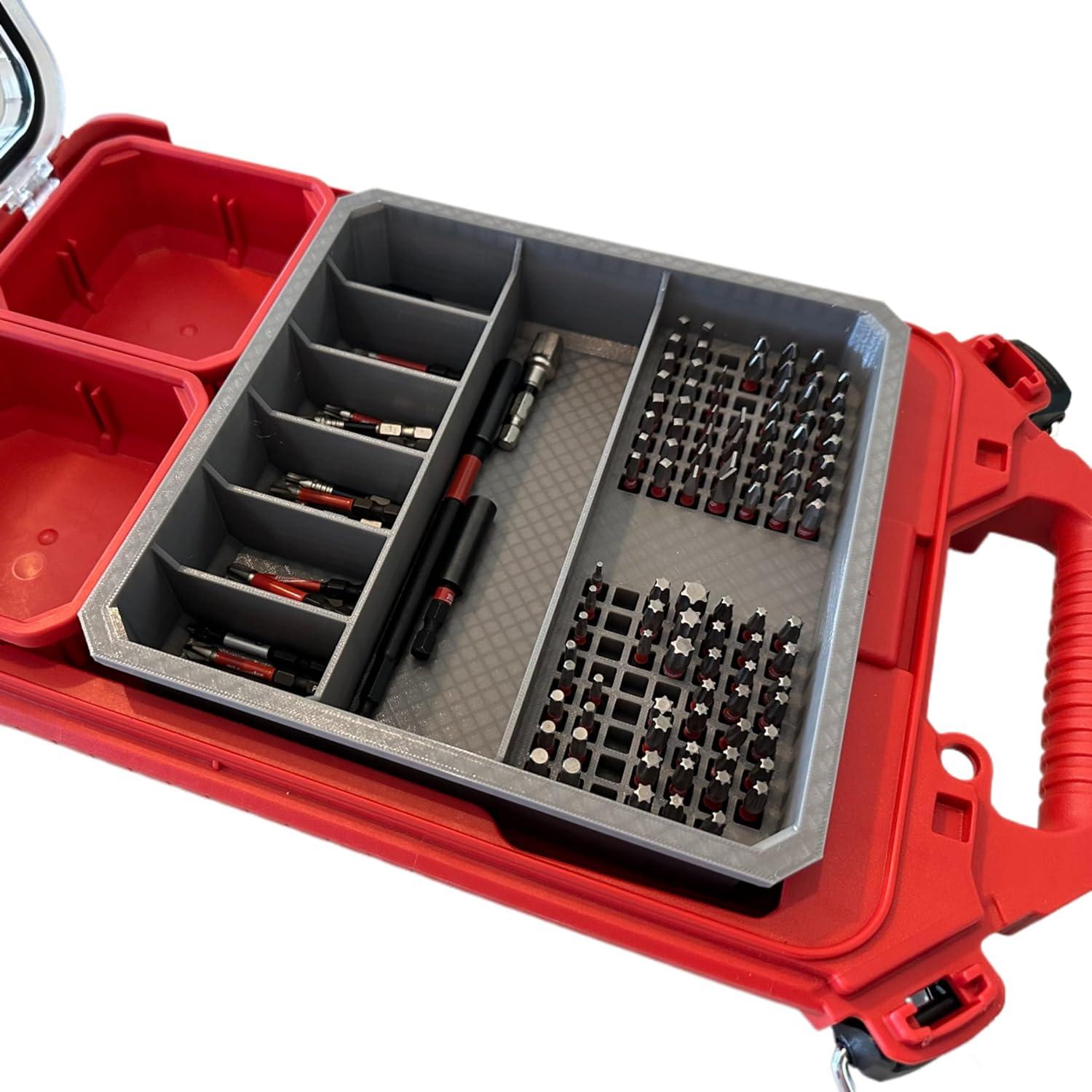 Porta brocas Milwaukee PACKOUT 7 compartimentos 3D gris