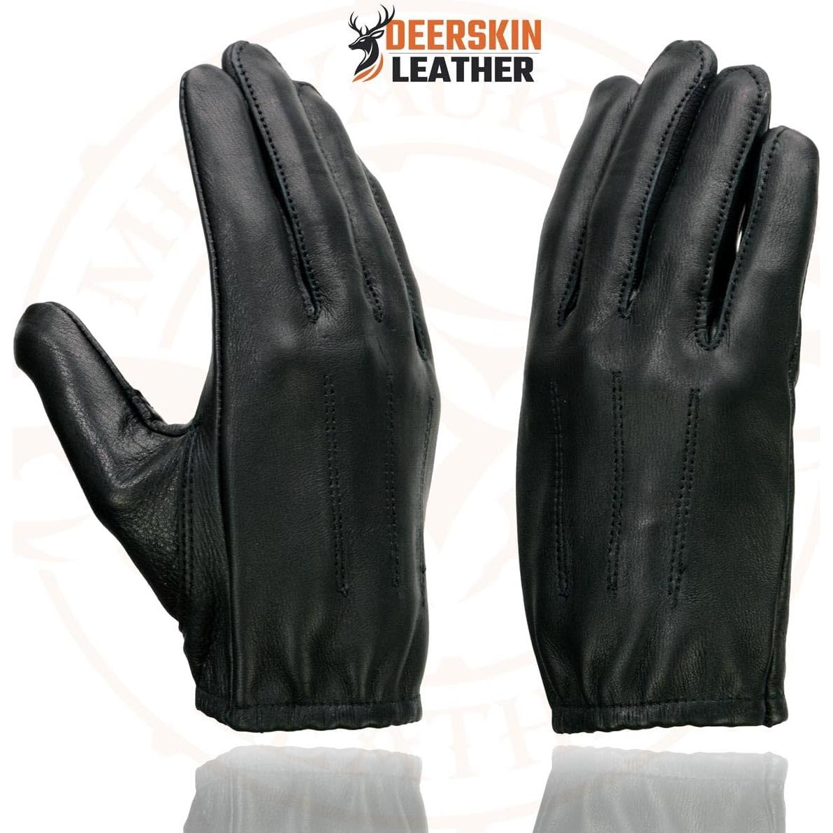 SH887 Men's USA Deerskin Black Leather Unlined Lightweight Motorcycle Riders Gloves