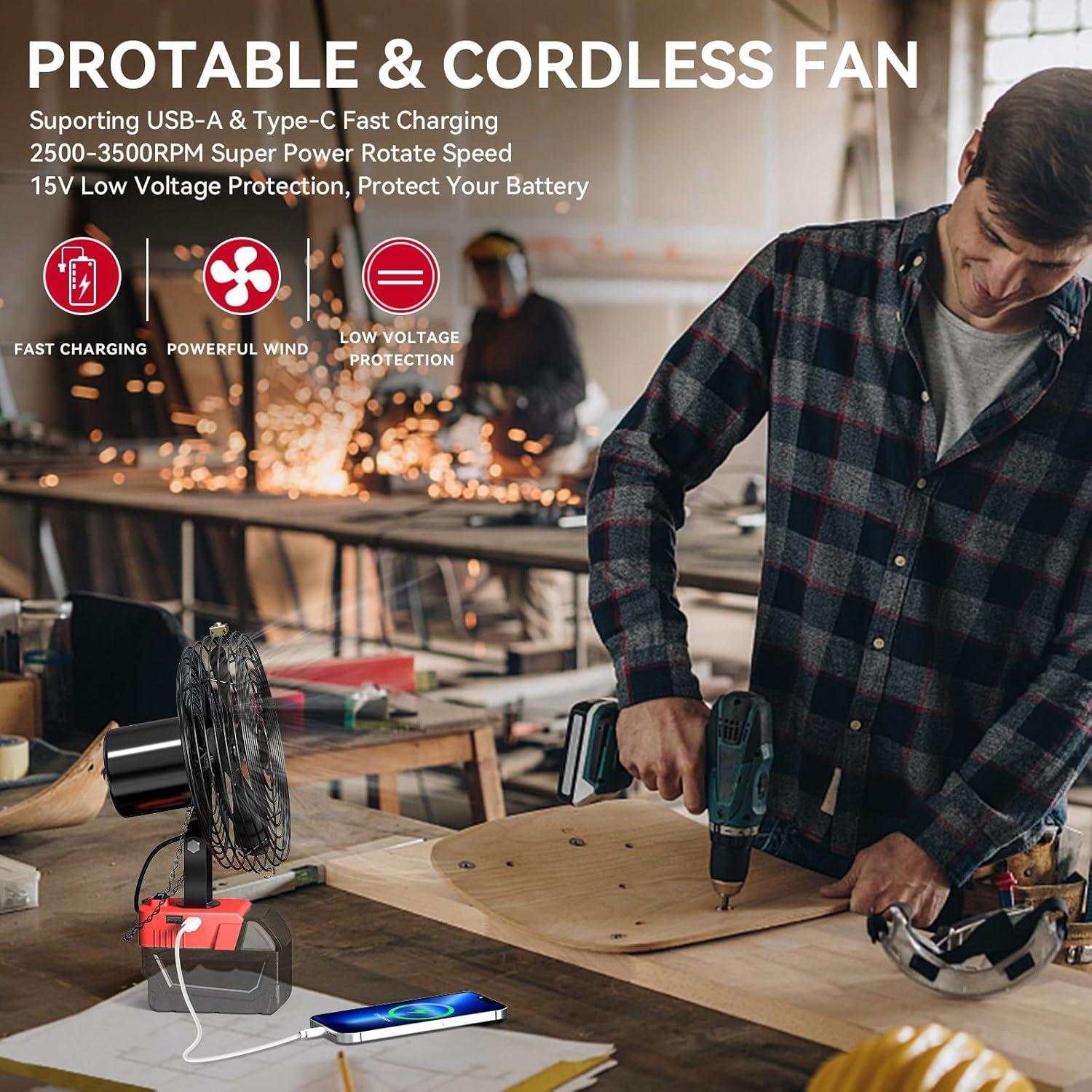 Ventilador Portátil MtiolHig 18V Inalámbrico 3500RPM