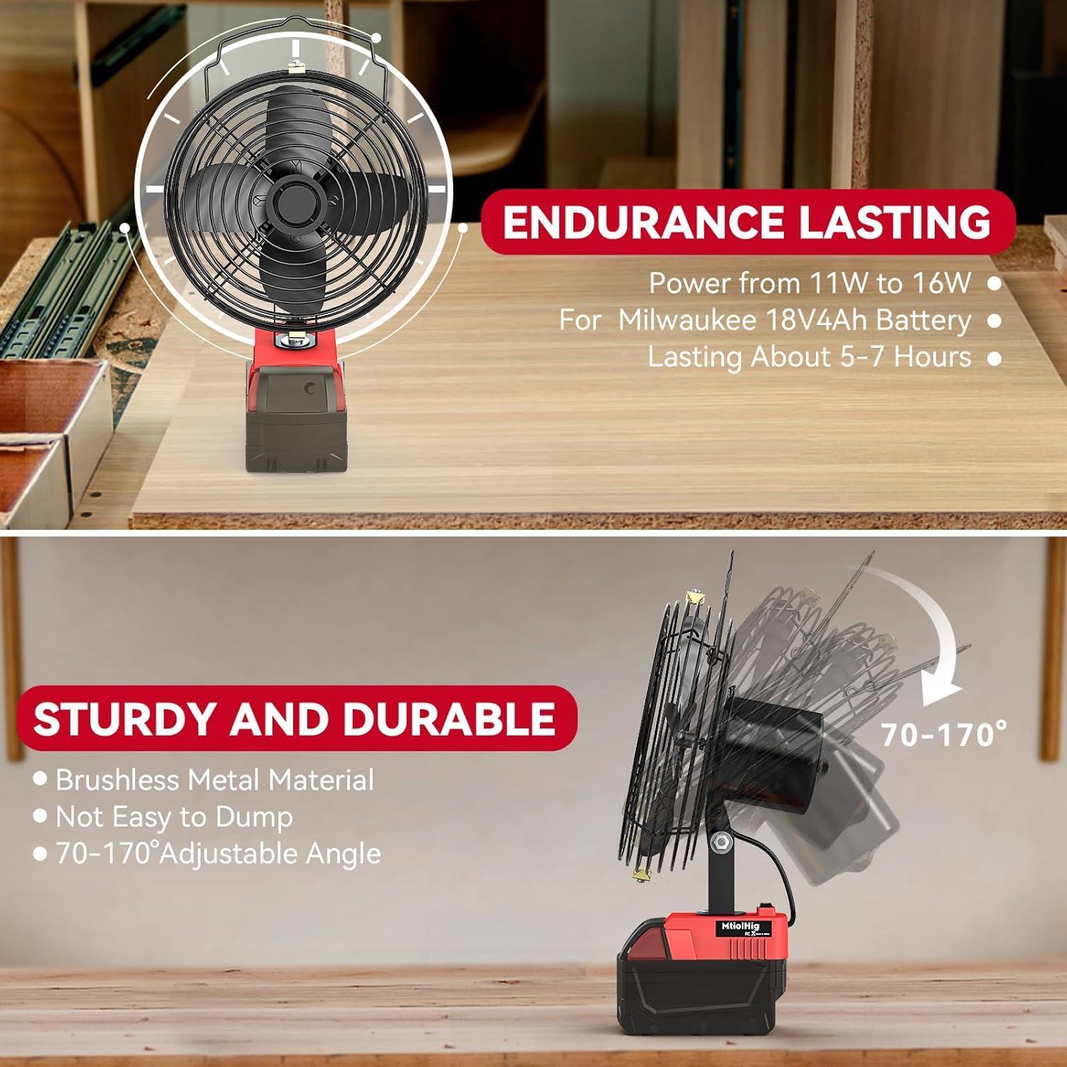 Ventilador Portátil MtiolHig 18V Inalámbrico 3500RPM