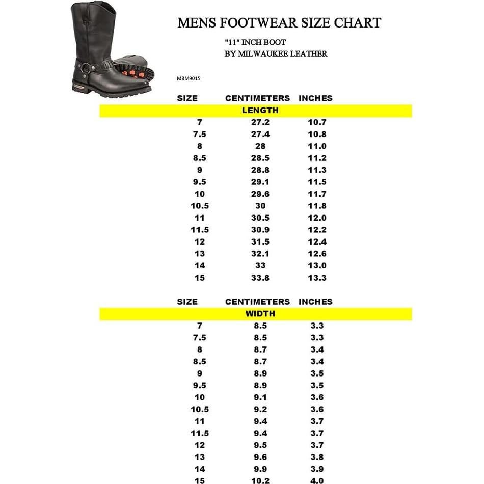 Milwaukee Leather Men’s Classic Harness Black Leather 11-Inch Western Style Motorcycle Boots MBM9015