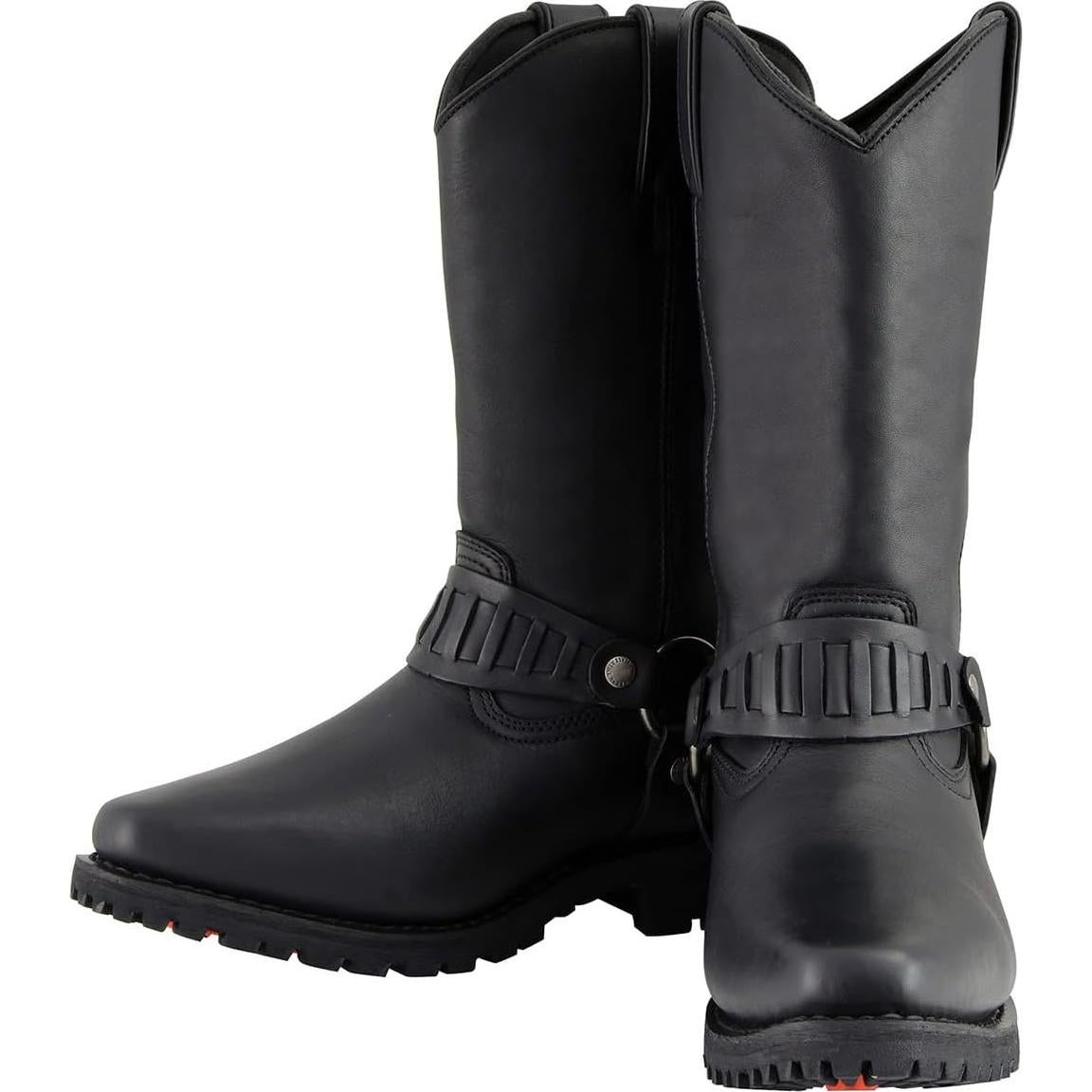 Milwaukee Leather Men’s Classic Harness Black Leather 11-Inch Western Style Motorcycle Boots MBM9015