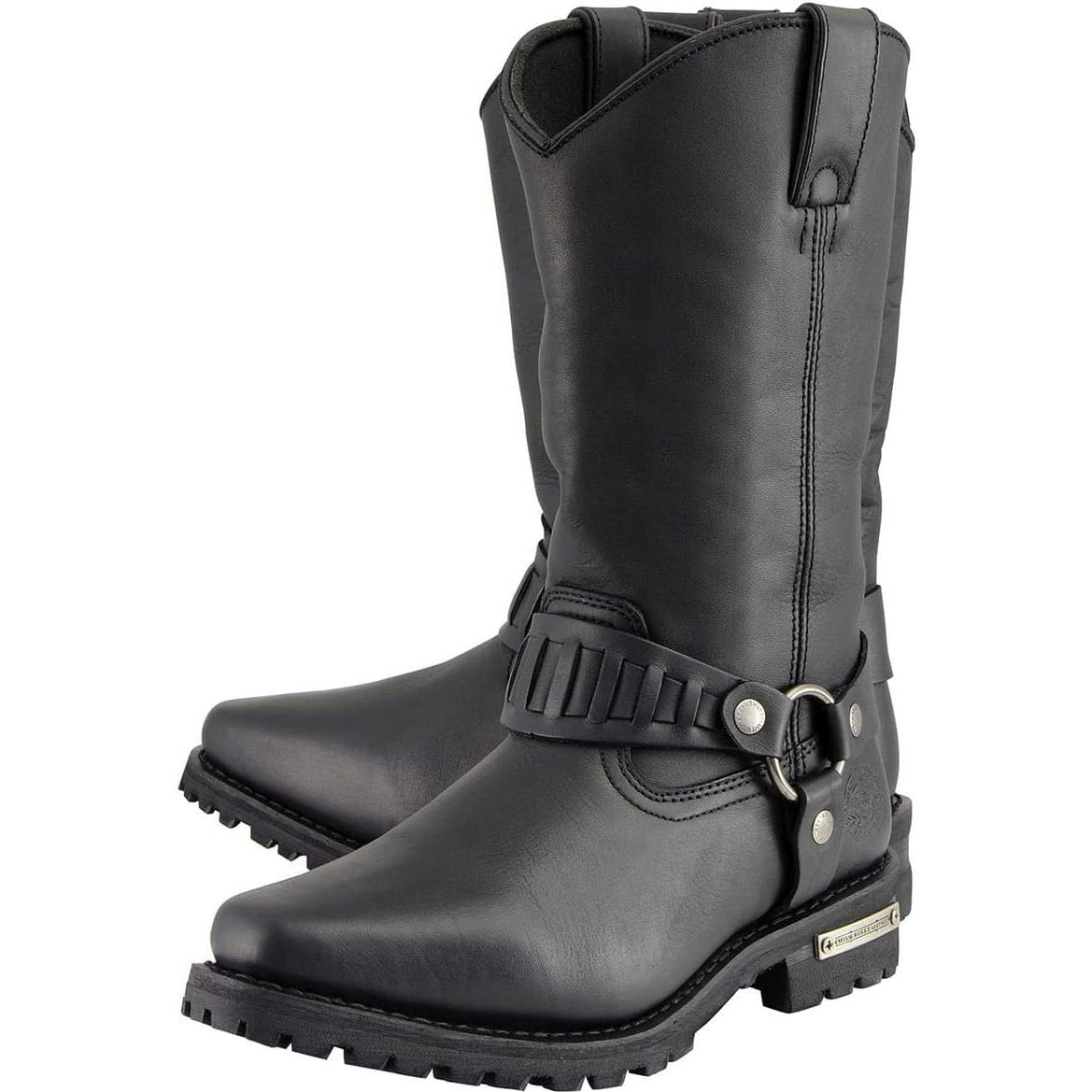 Milwaukee Leather Men’s Classic Harness Black Leather 11-Inch Western Style Motorcycle Boots MBM9015