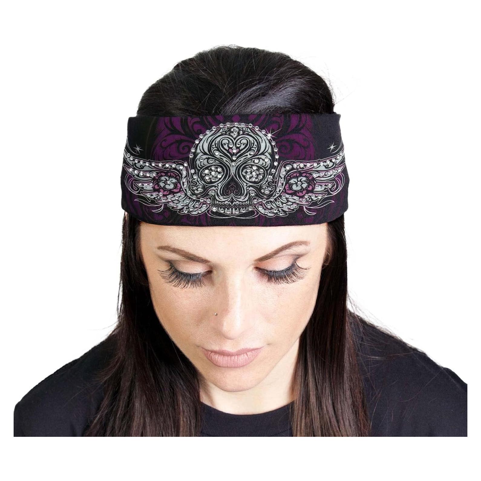 Milwaukee Leather | Bling Designed Wide Headbands-Headwraps for Women Biker Bandana