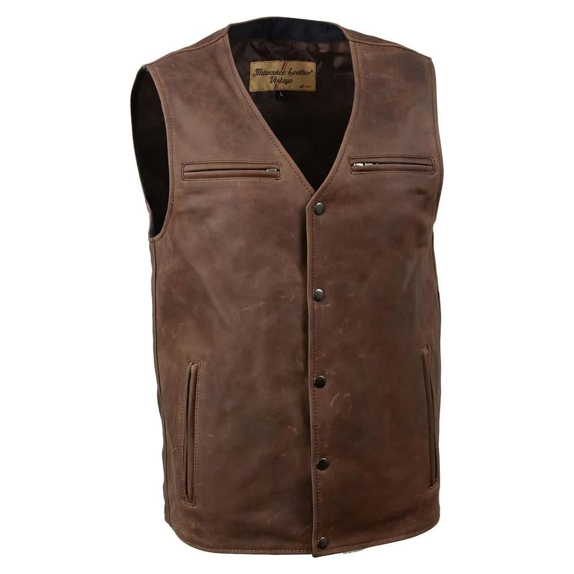 Chaleco de Cuero para Motocicleta Milwaukee Leather Mediano