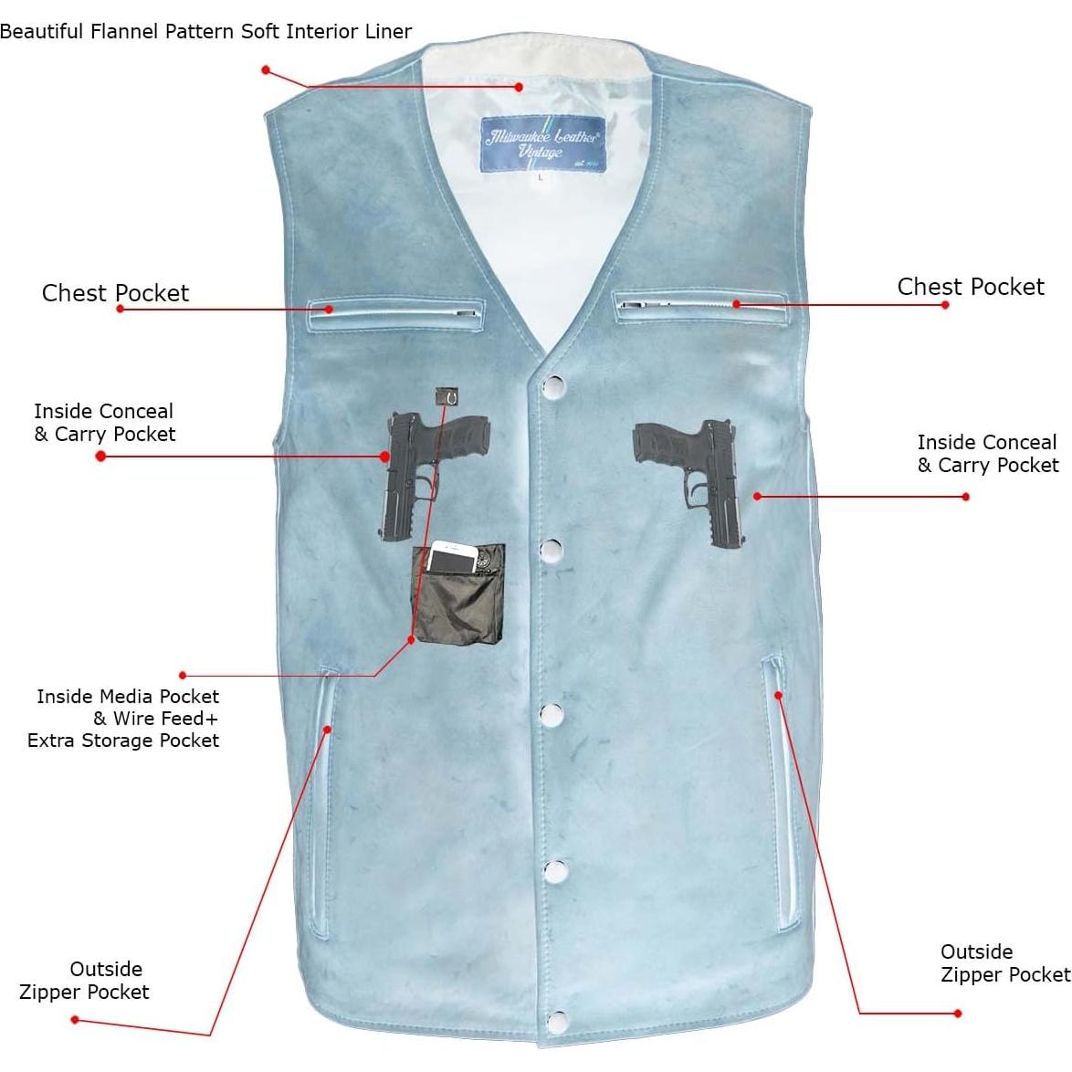 Chaleco de Cuero para Motocicleta Milwaukee Leather Mediano