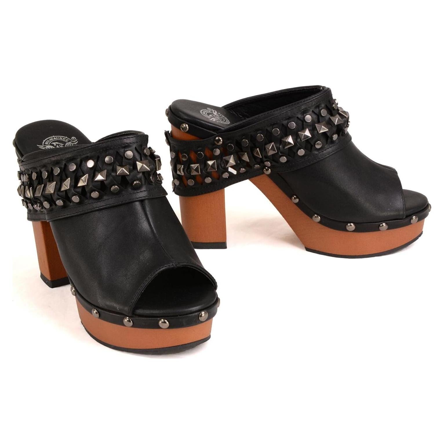 Milwaukee Leather Women's Open-Toe Faux Synthetic Leather Fashion Casual Footwear Collection MBL