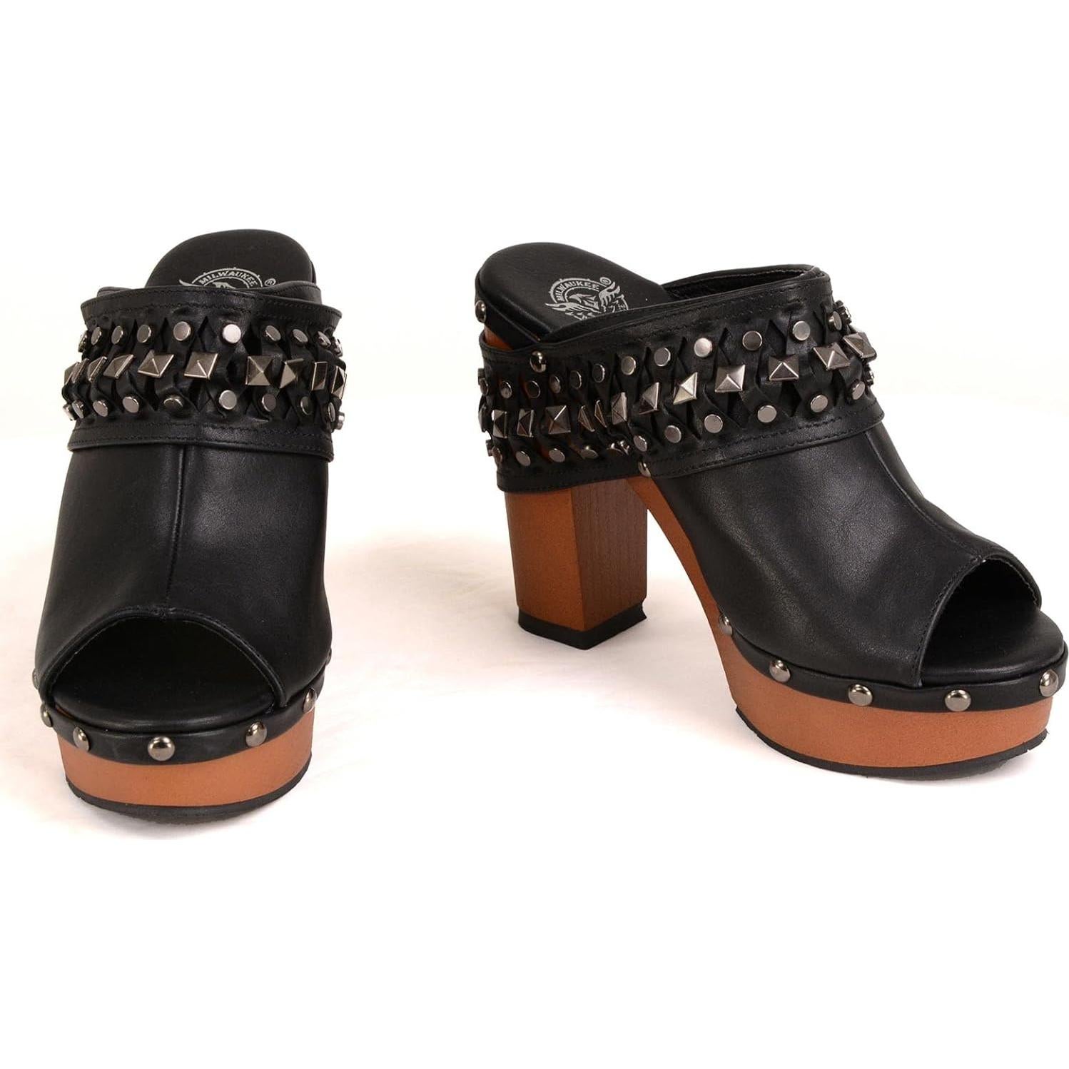 Milwaukee Leather Women's Open-Toe Faux Synthetic Leather Fashion Casual Footwear Collection MBL