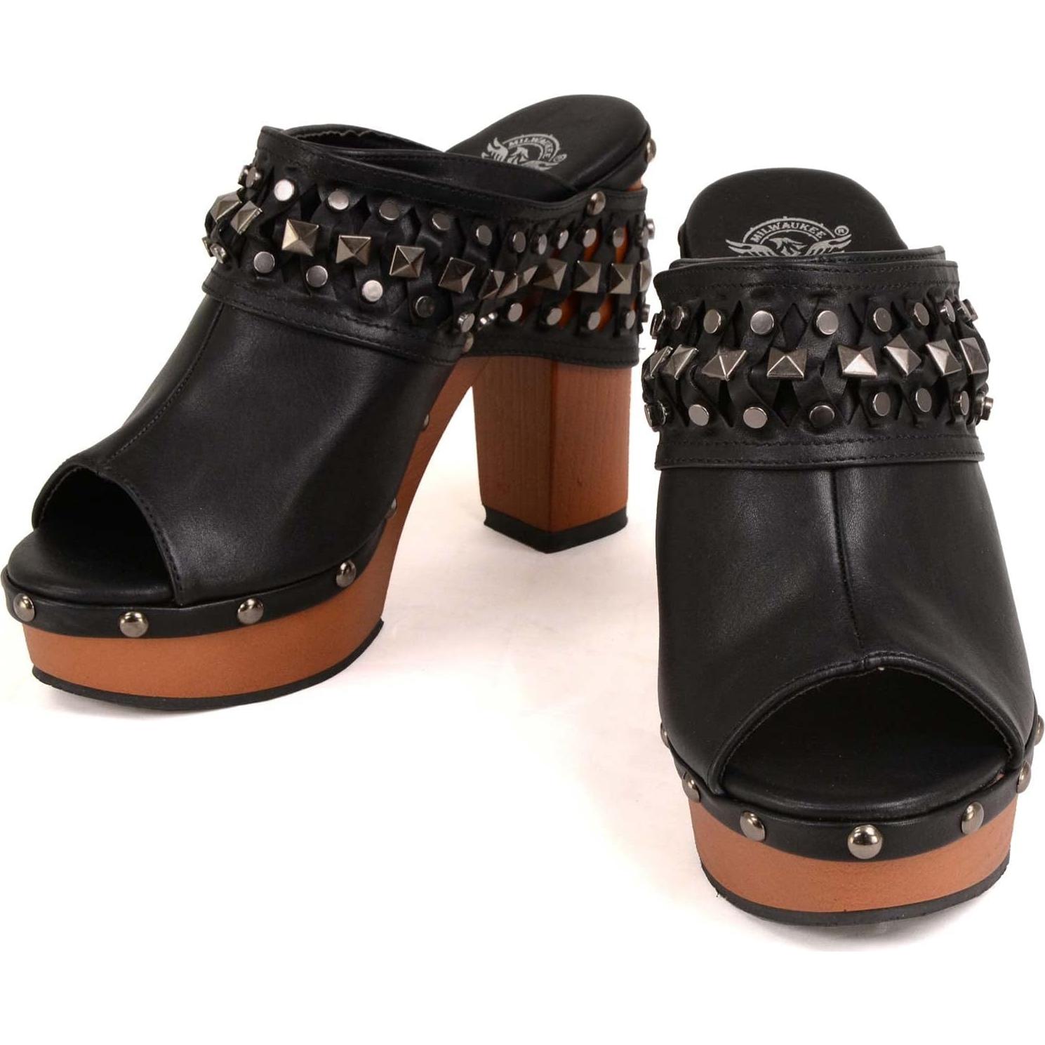 Milwaukee Leather Women's Open-Toe Faux Synthetic Leather Fashion Casual Footwear Collection MBL