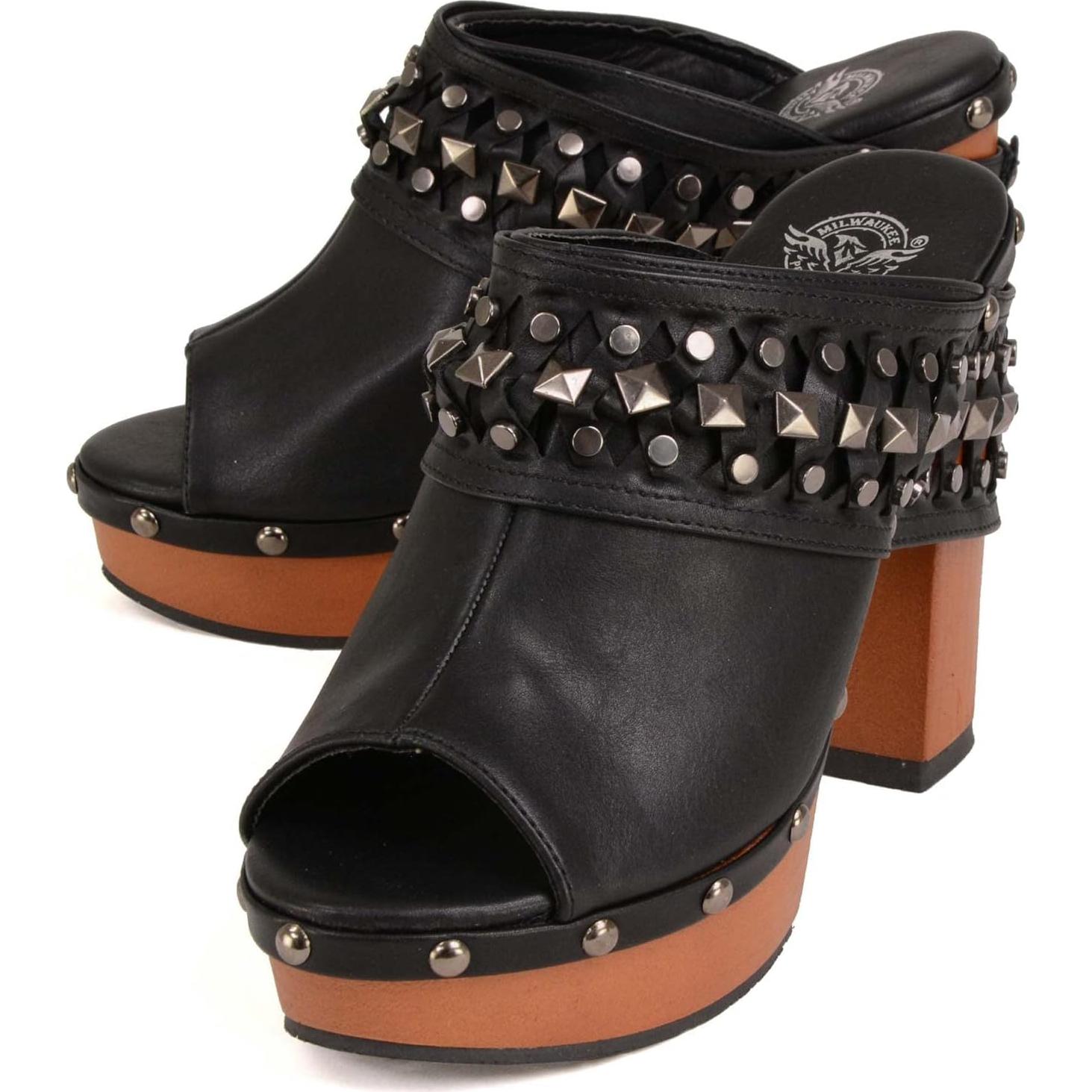 Milwaukee Leather Women's Open-Toe Faux Synthetic Leather Fashion Casual Footwear Collection MBL