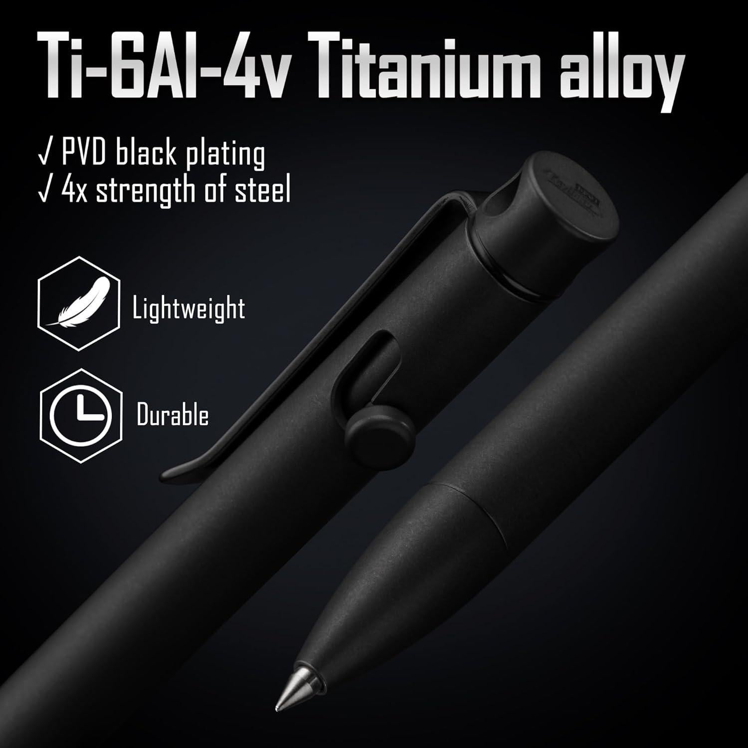 Bolígrafo EDC KeyUnity KP01BK de titanio negro compacto